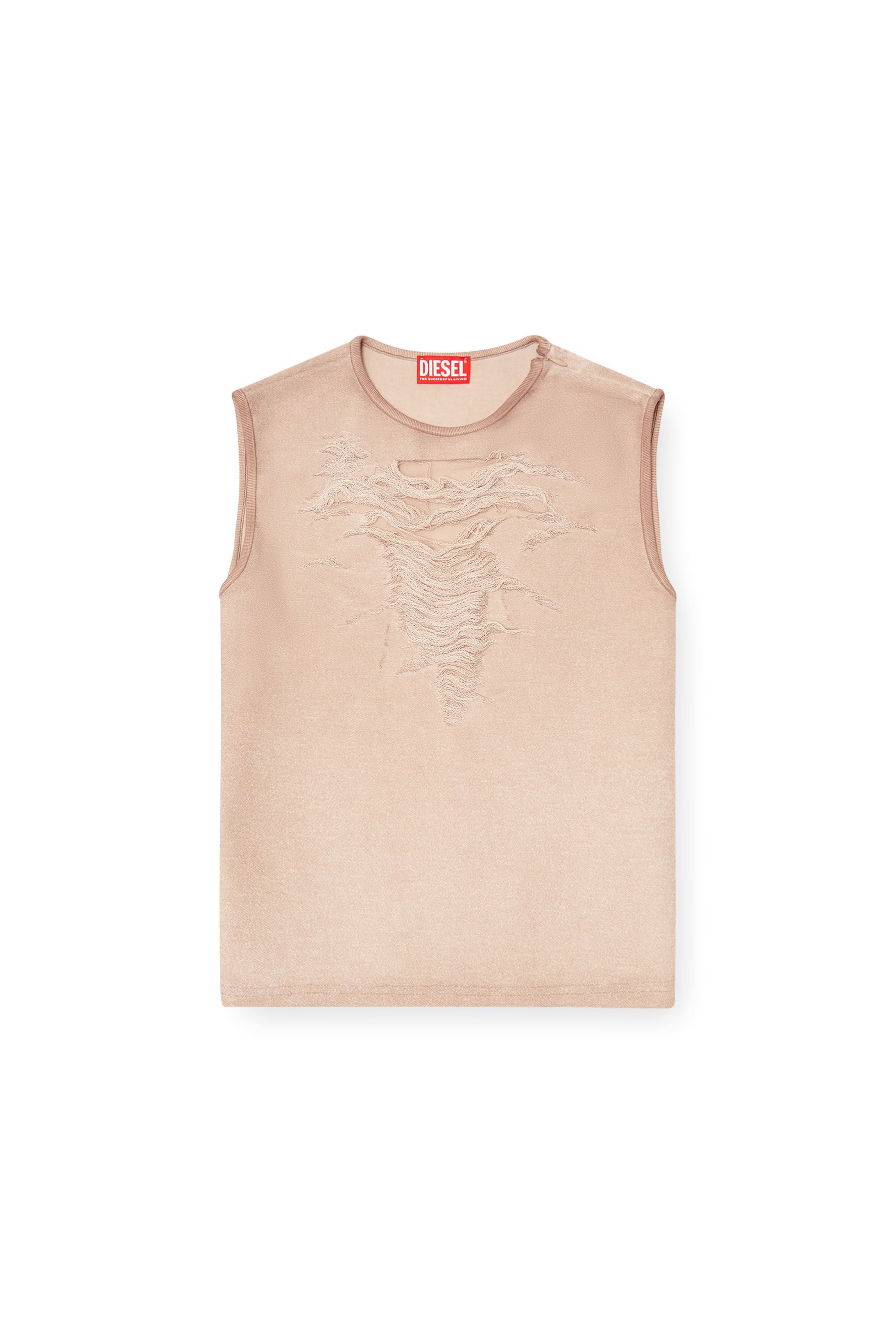 Diesel - T-YASY-S1, Female's Sleeveless top with devor&eacute; threads in ピンク / ホワイト - 2