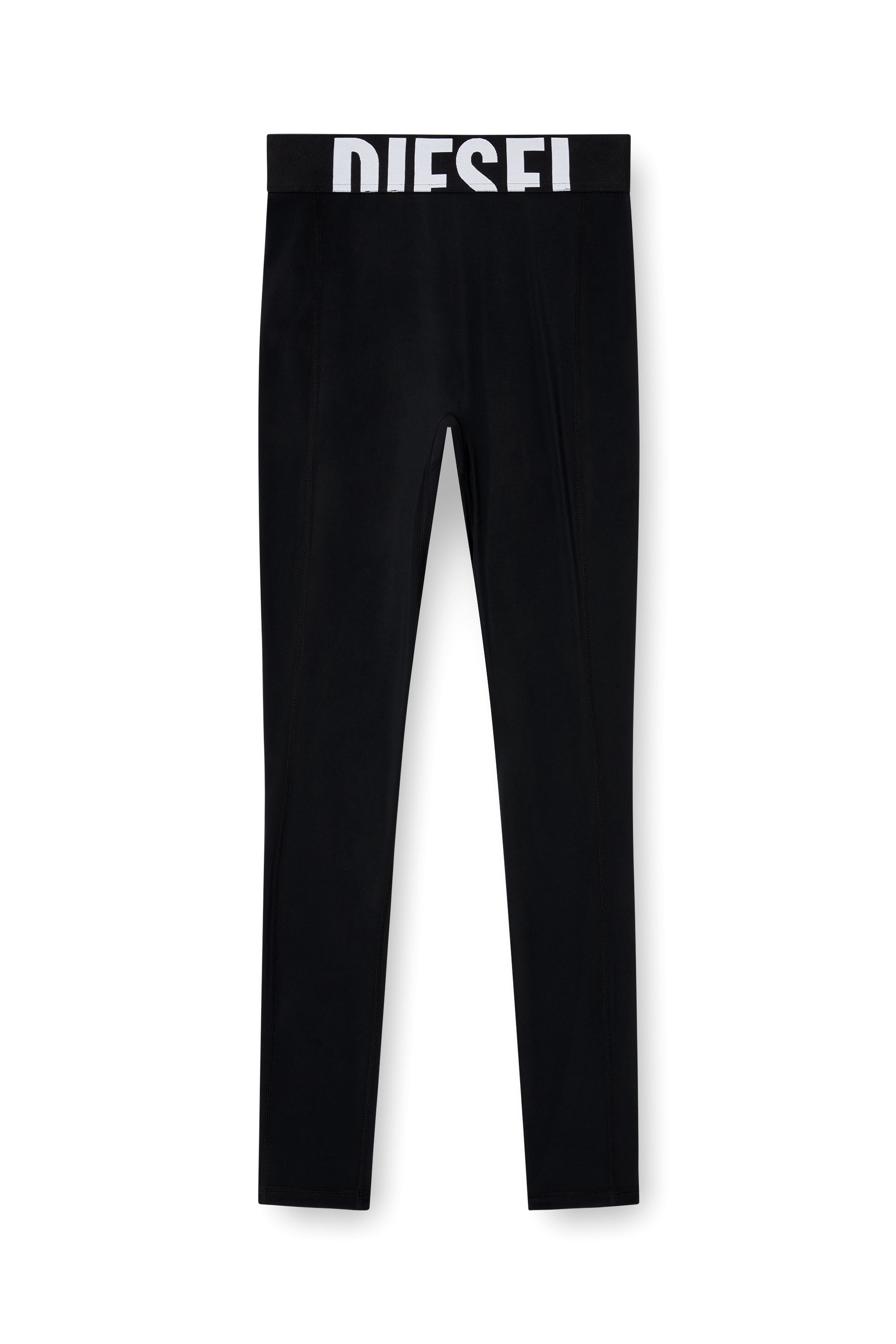 Diesel - ADELINE-D-POP, Female's Microfibre leggings with cut-off logo in ブラック - 2