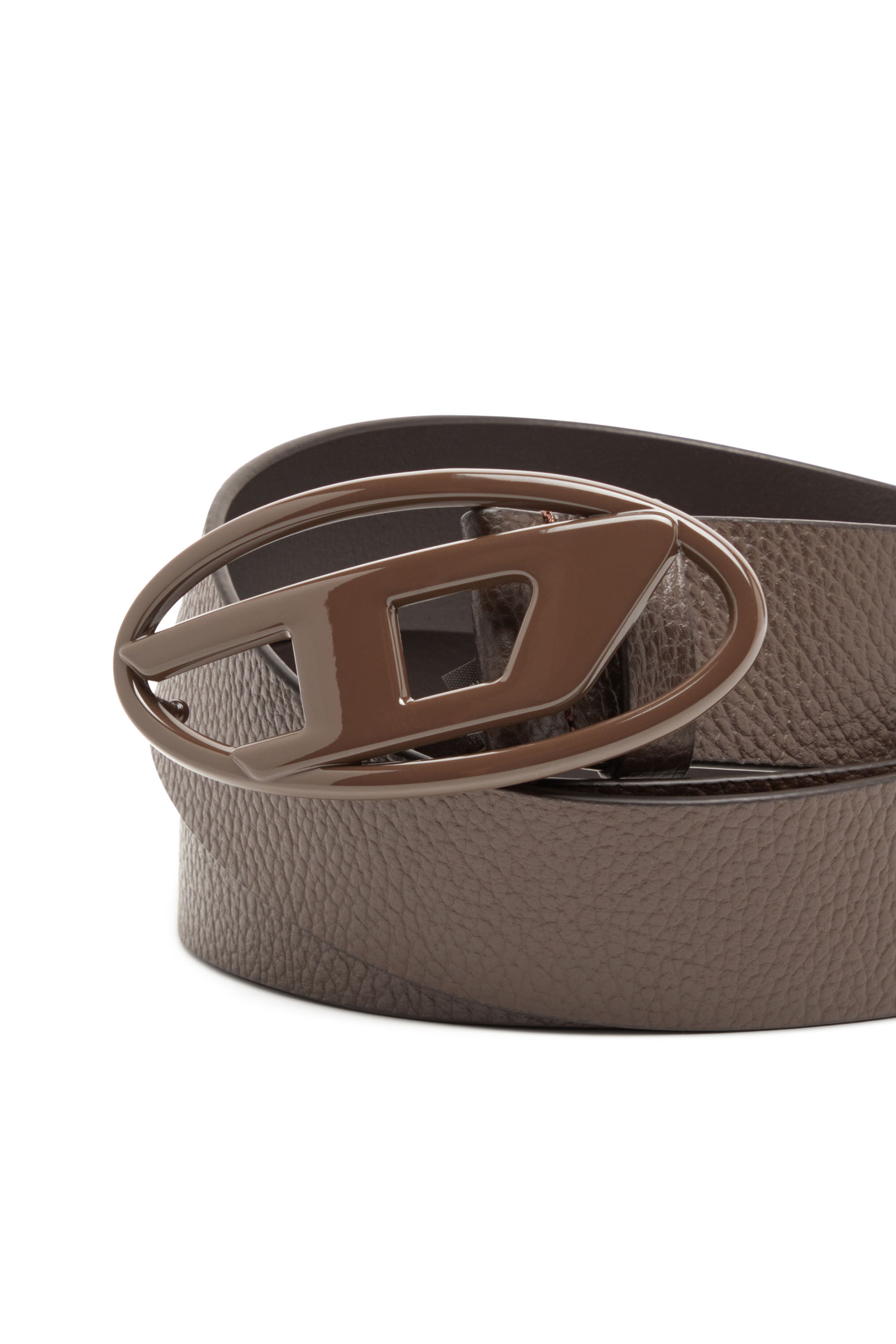 Diesel - B-1DR, Unisex's Leather belt with matte buckle in ブラウン - 3