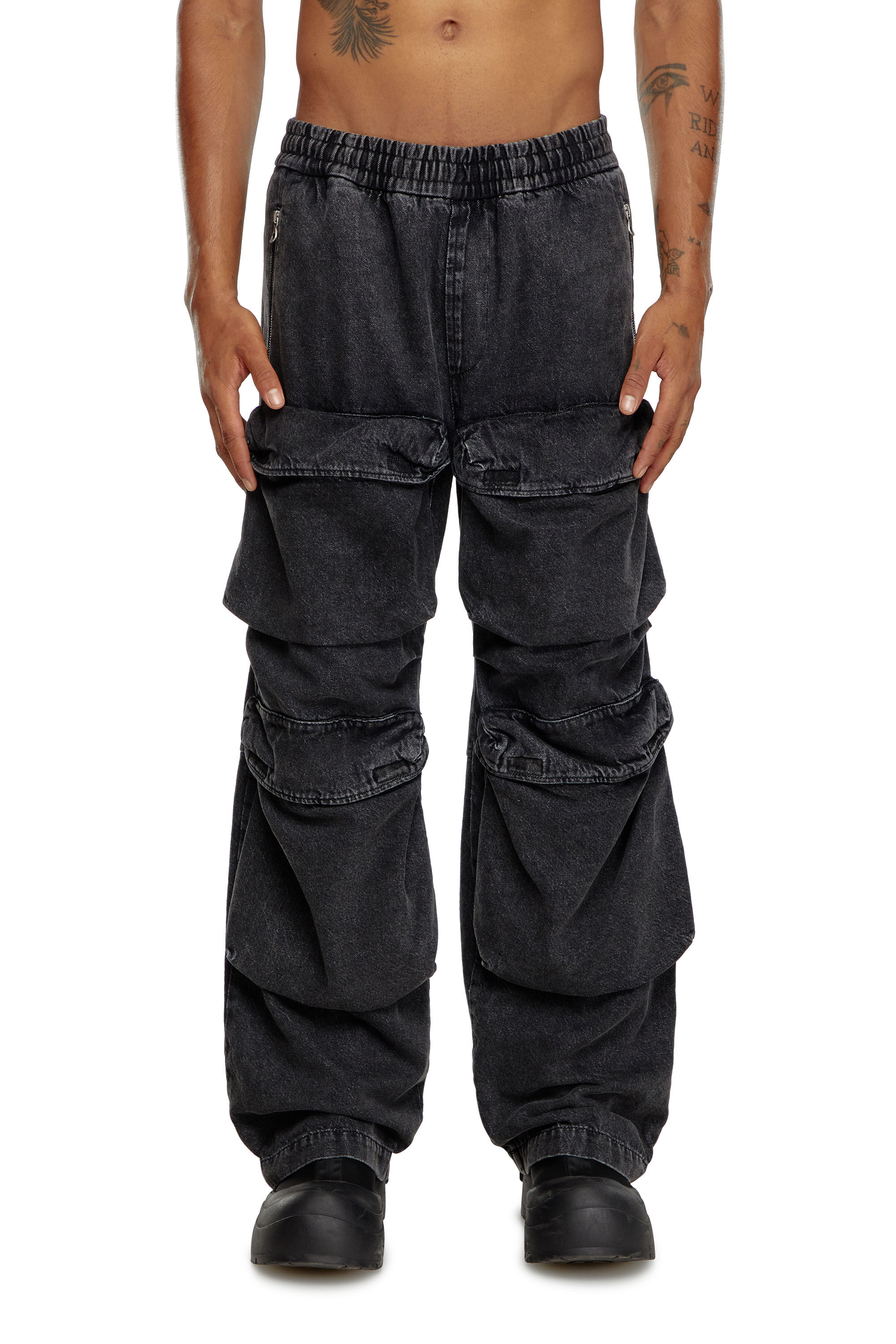 Diesel - Male's Relaxed Jeans D-Baertson 0CBDH, ブラック/ダークグレー - 3