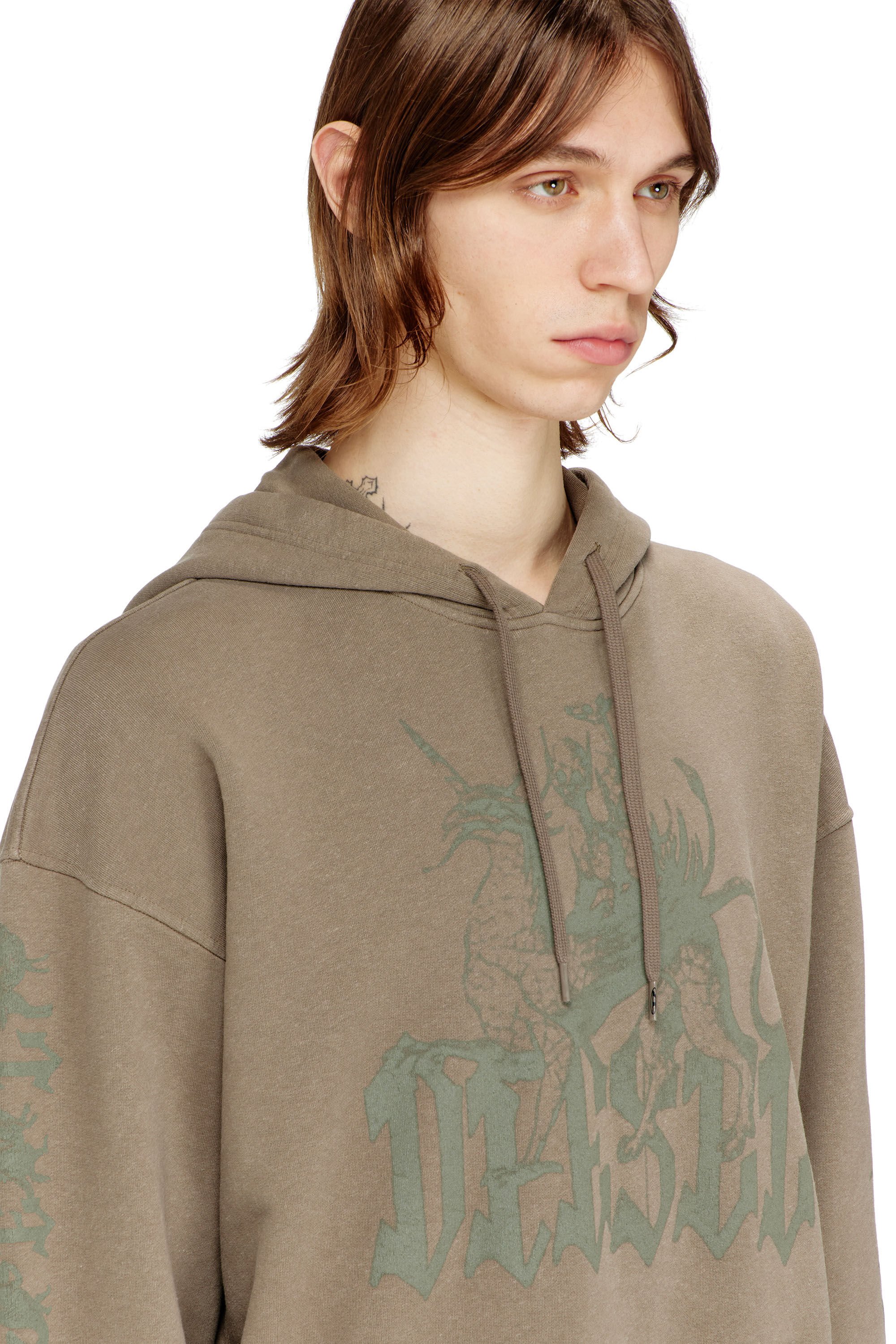 Diesel - S-GRIFFON, Male's Treated hoodie with griffin print in null - 4