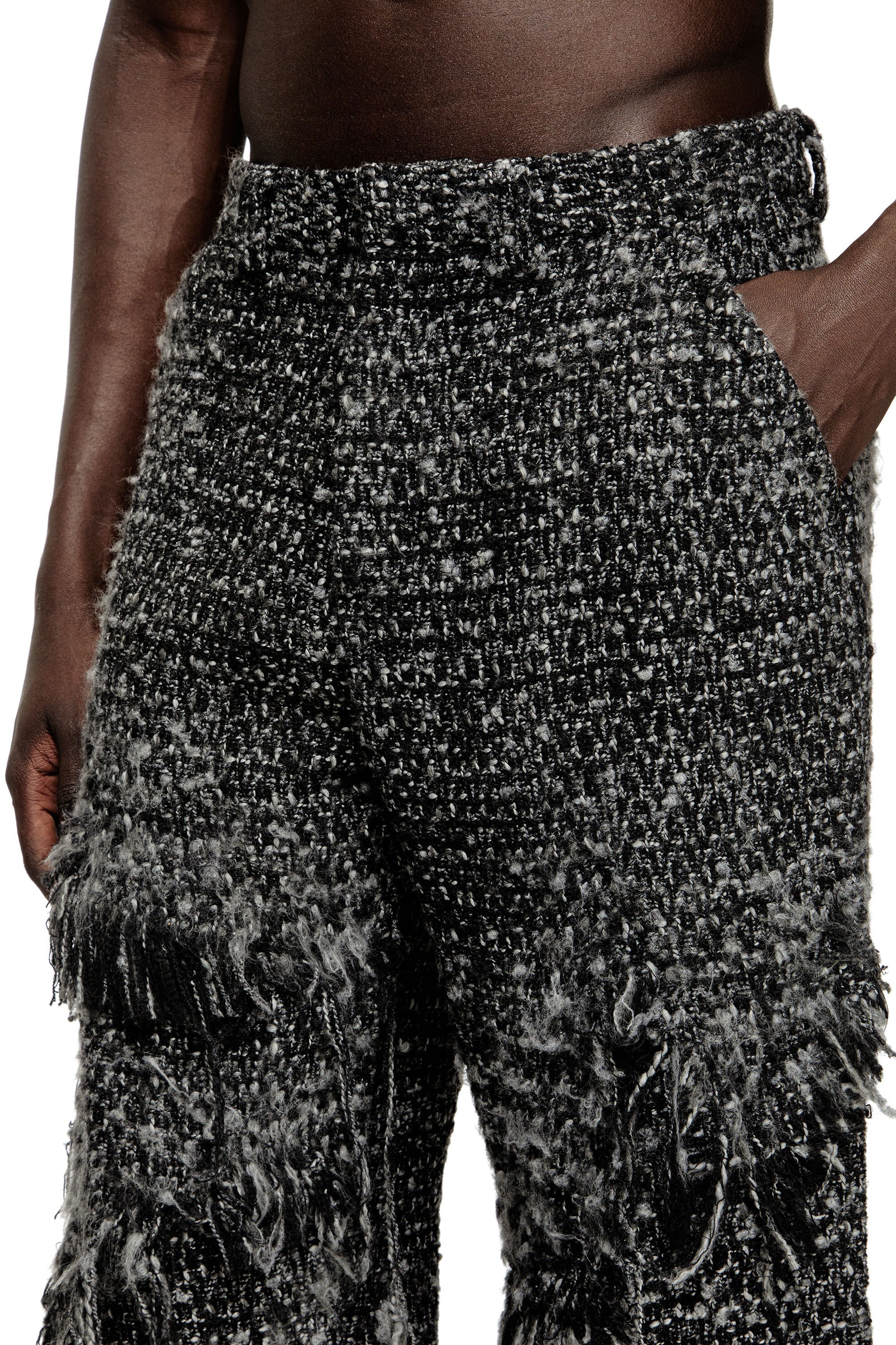 Diesel - P-ABERDEEN-NEW, Male's Layered pants in destroyed boucl&eacute; in ブラック - 3