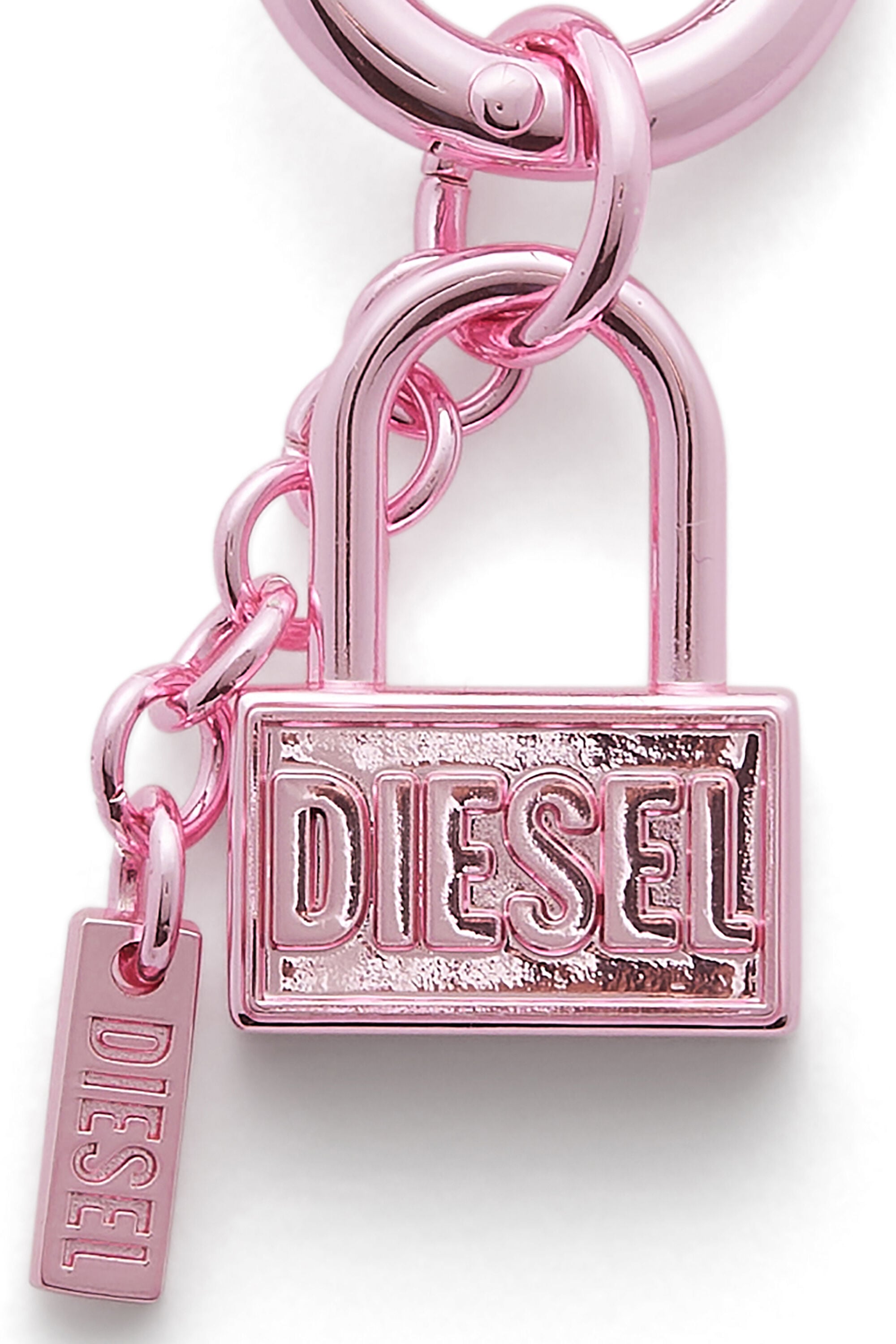 Diesel - CHARM-LOCK, Unisex's Metal keyring charm with padlock design in ピンク / ホワイト - 3