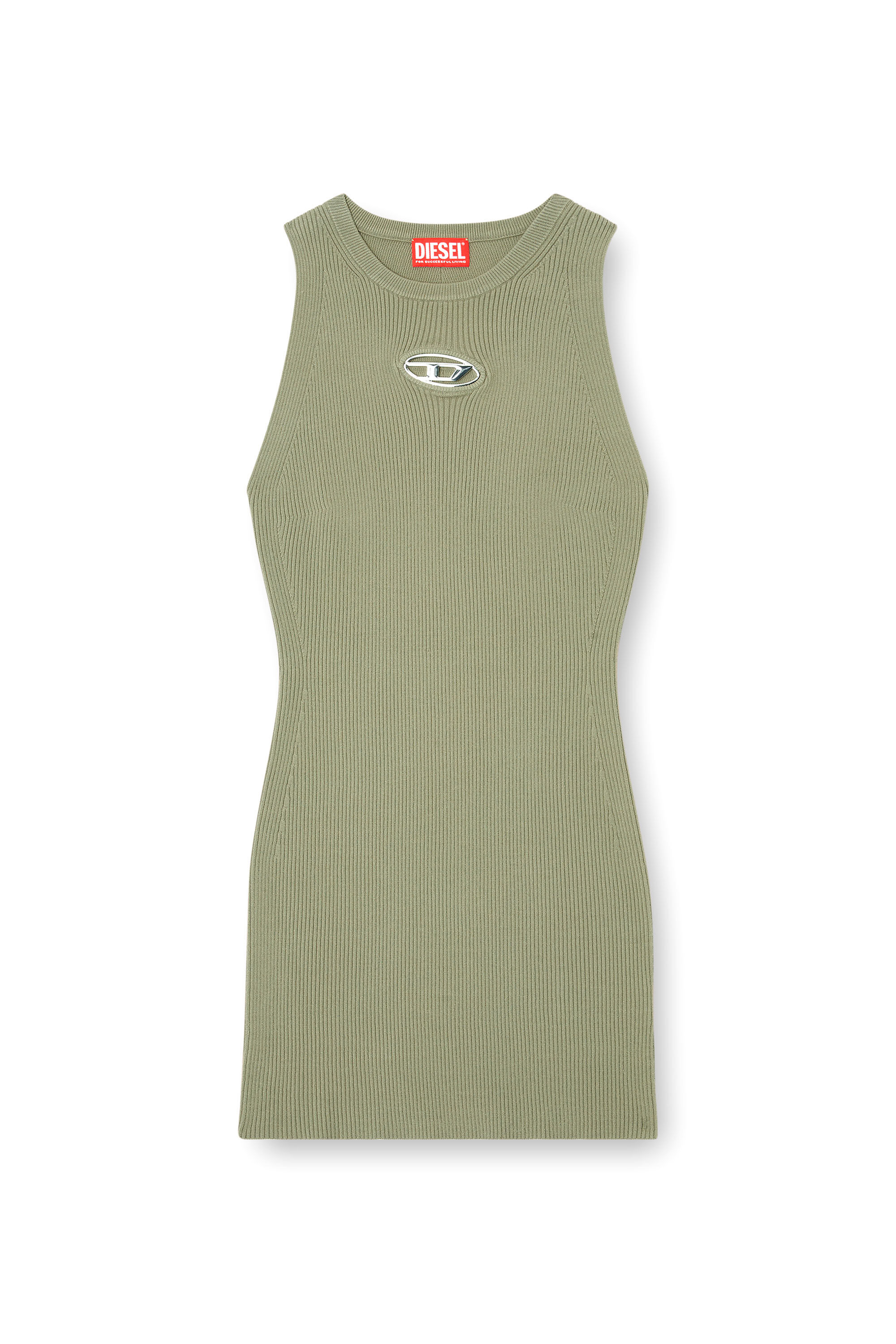 Diesel - M-CADDIX, Female's Ribbed knit sleeveless dress in グリーン - 2