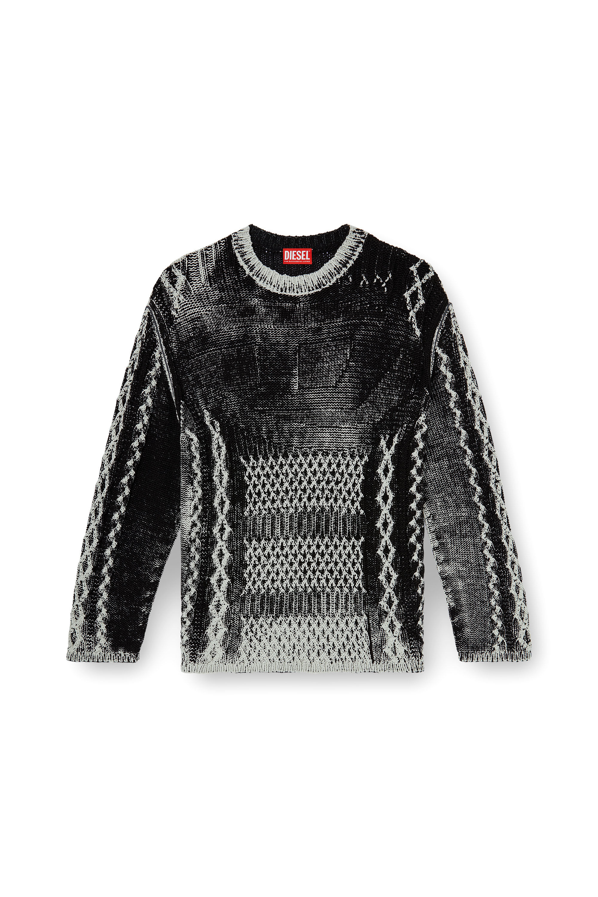 Diesel - K-MIONE, Male's プルオーバーニット in グレー/ブラック - 2