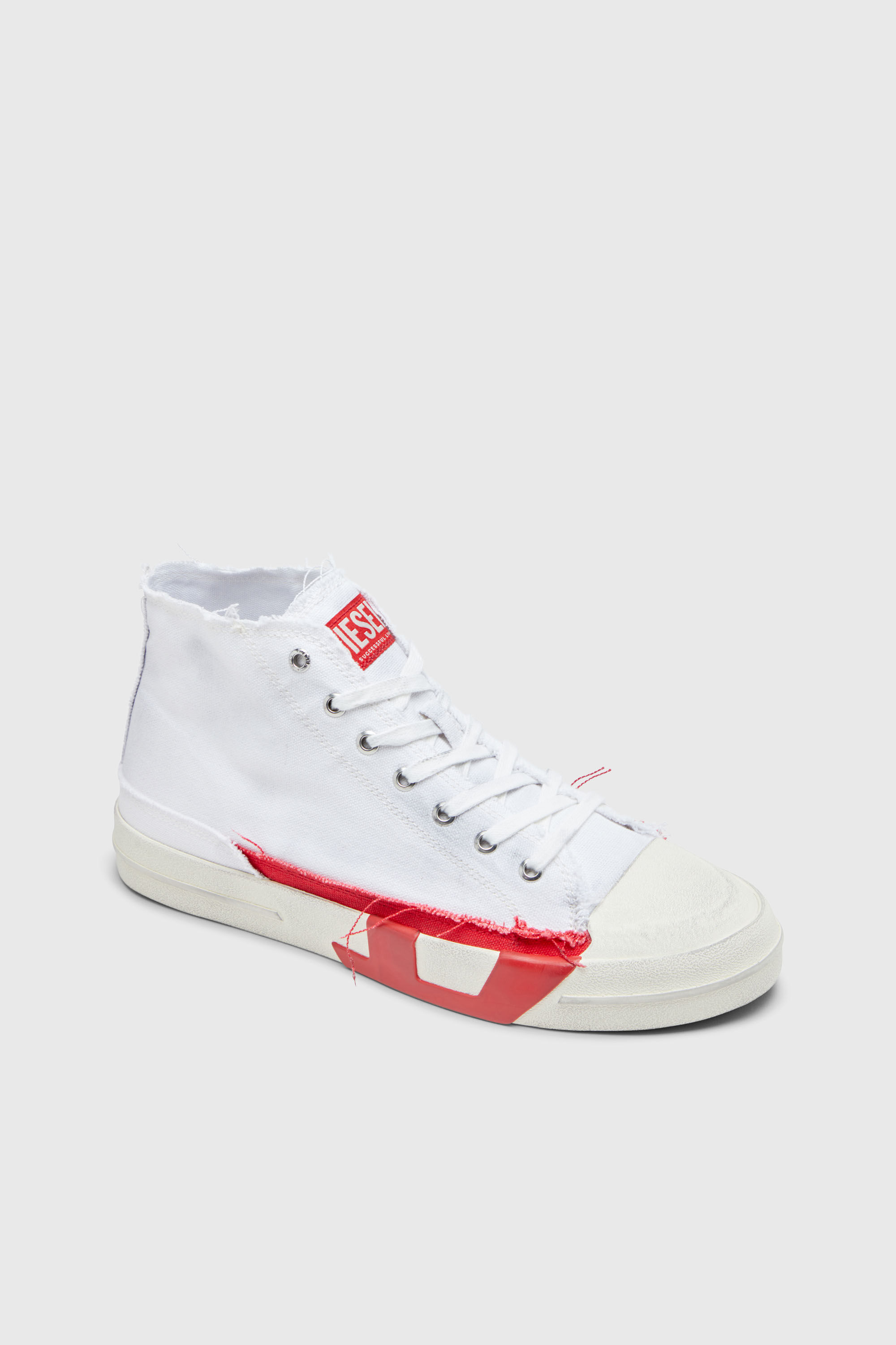 Diesel - S-D-VERSE MID, Male's ミッドカットスニーカー in ホワイト/レッド/ブルー - 6