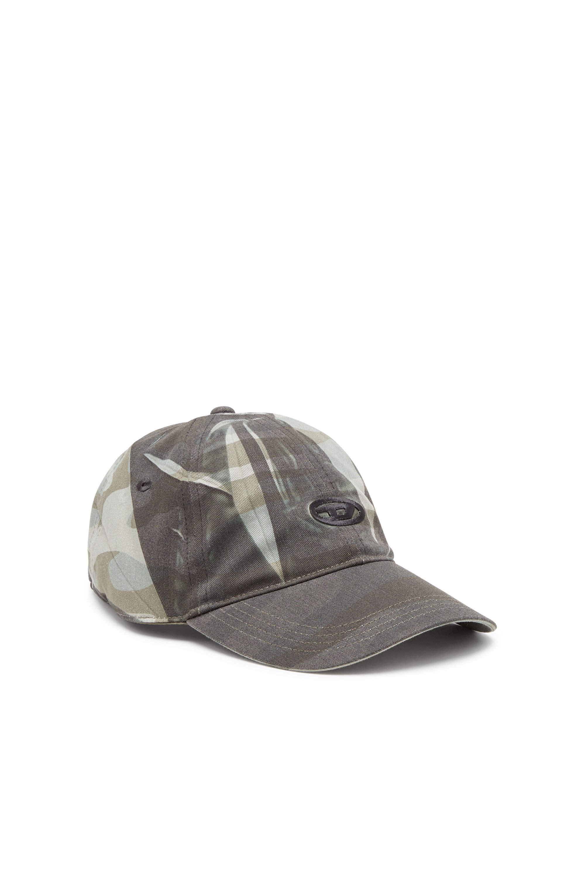 Diesel - C-KADER, Male's Camo baseball cap with creased print in グレー/グリーン - 1