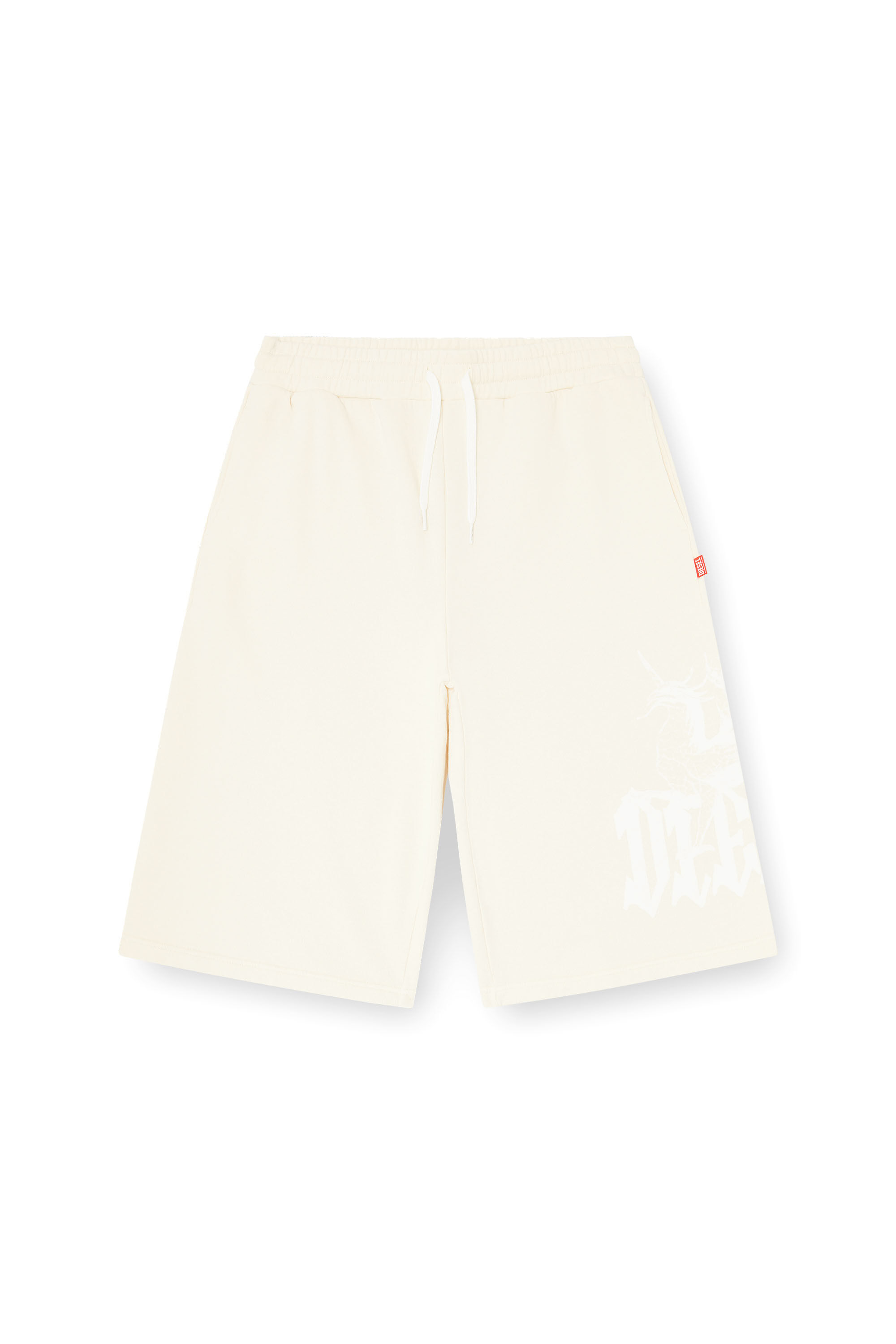 Diesel - P-FROM, Male's Treated longline sweat shorts with print in ホワイト - 2