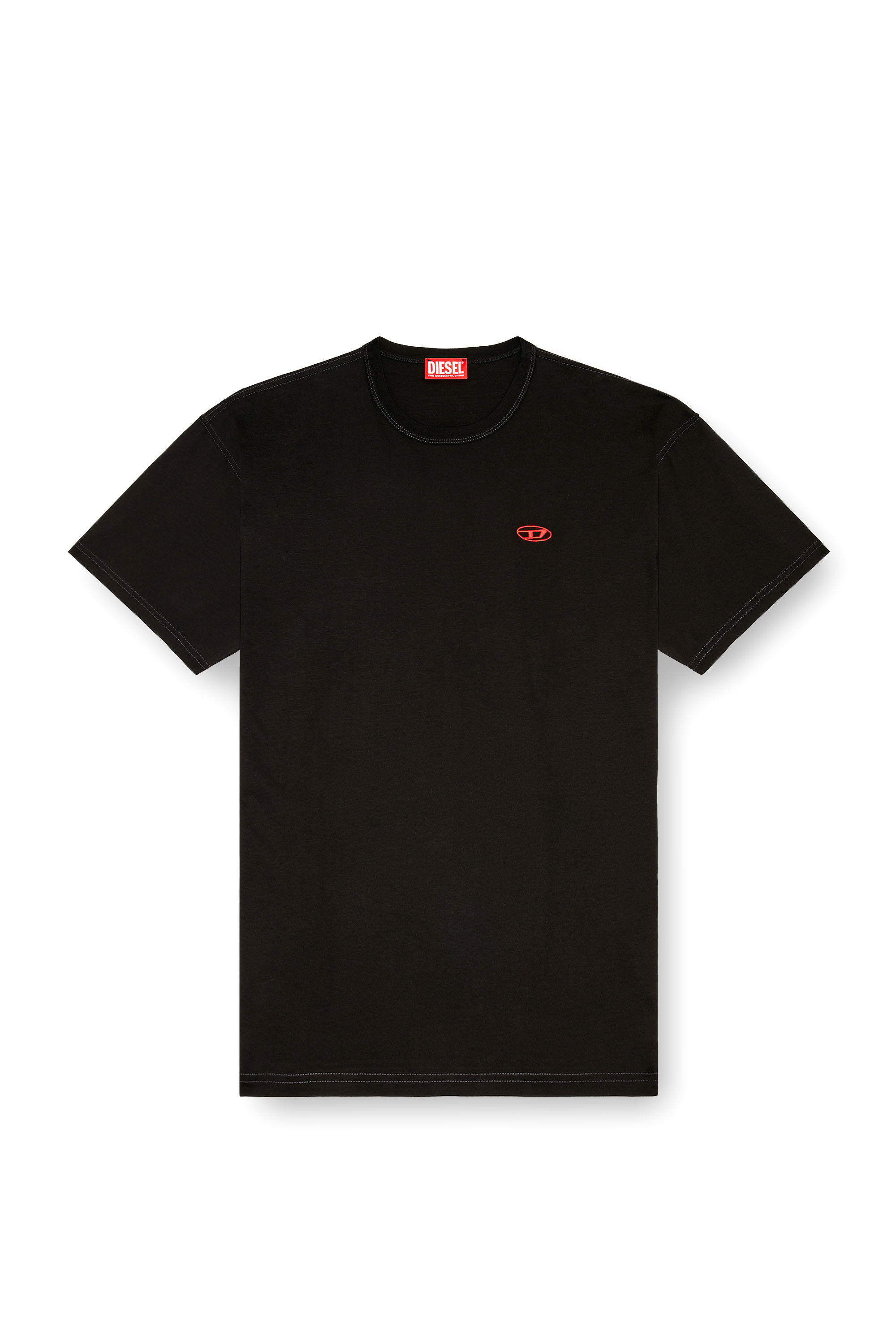 Diesel - T-BOXT-K18, Male's T-shirt with Oval D print and embroidery in ブラック - 2