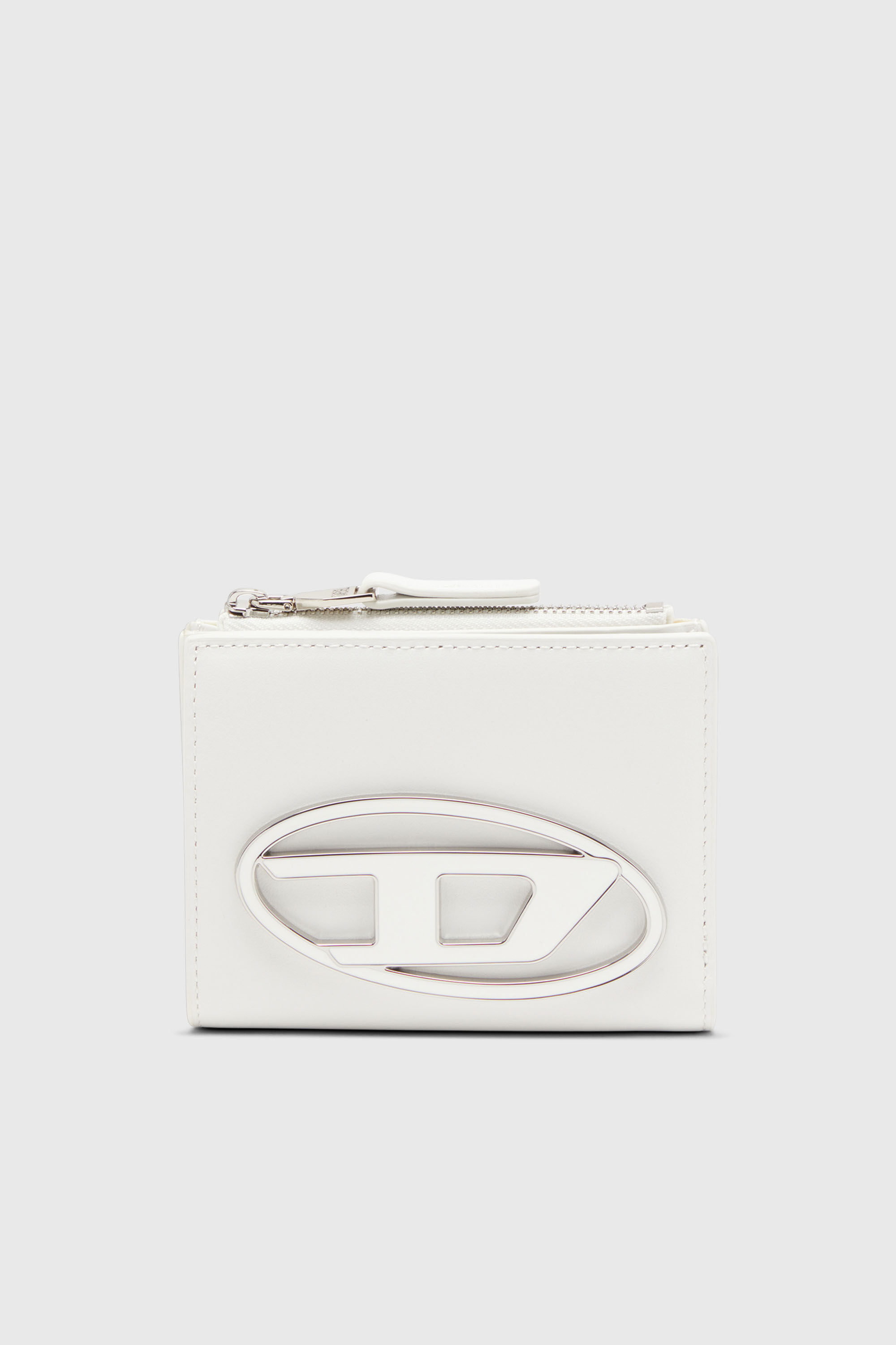Diesel - 1DR BI-FOLD ZIP II, Female's Small leather wallet with logo plaque in ホワイト - 1