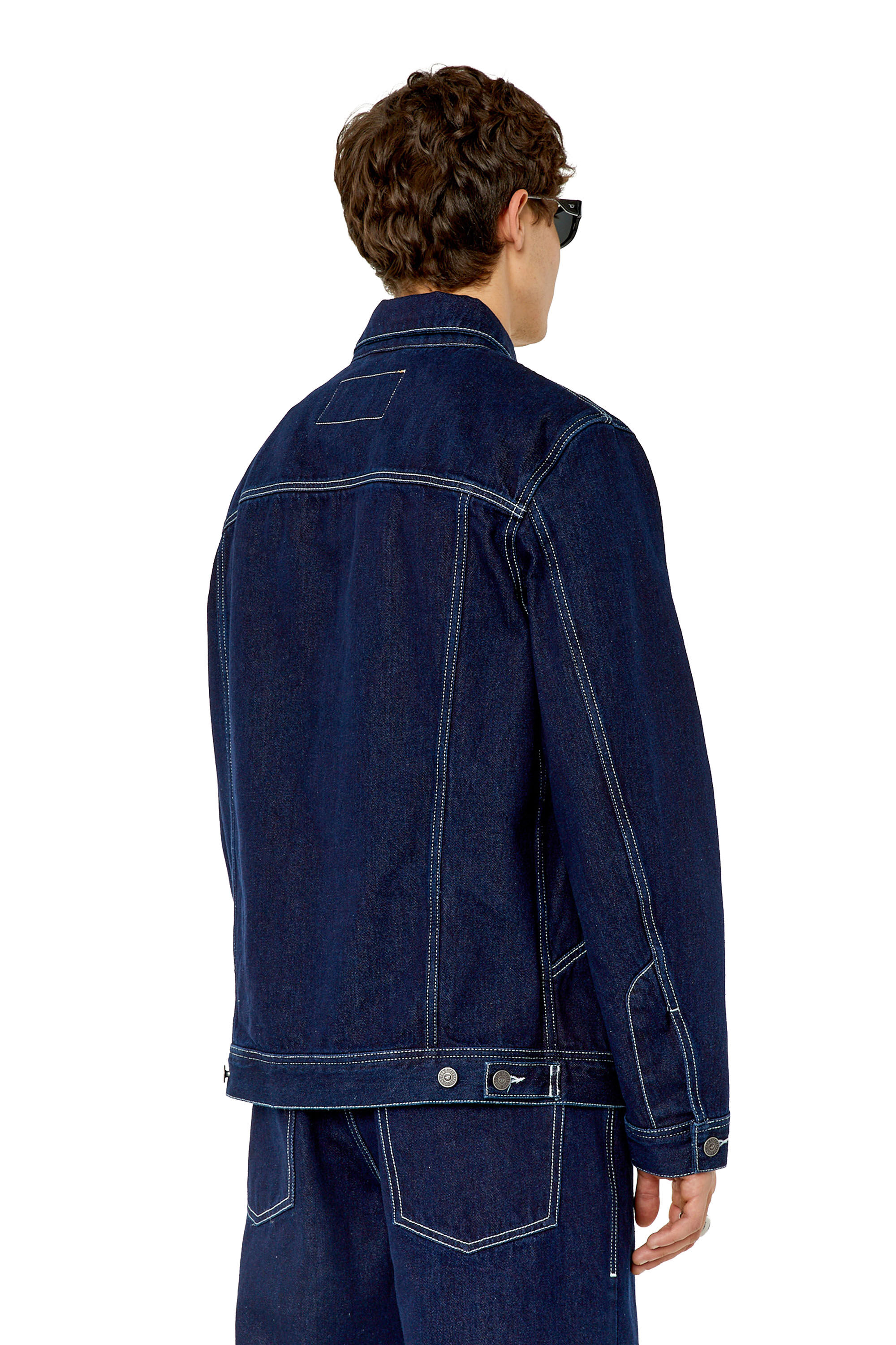 Diesel - D-RILEY, Unisex's デニムジャケット オーバルロゴ in ダークブルー - 5
