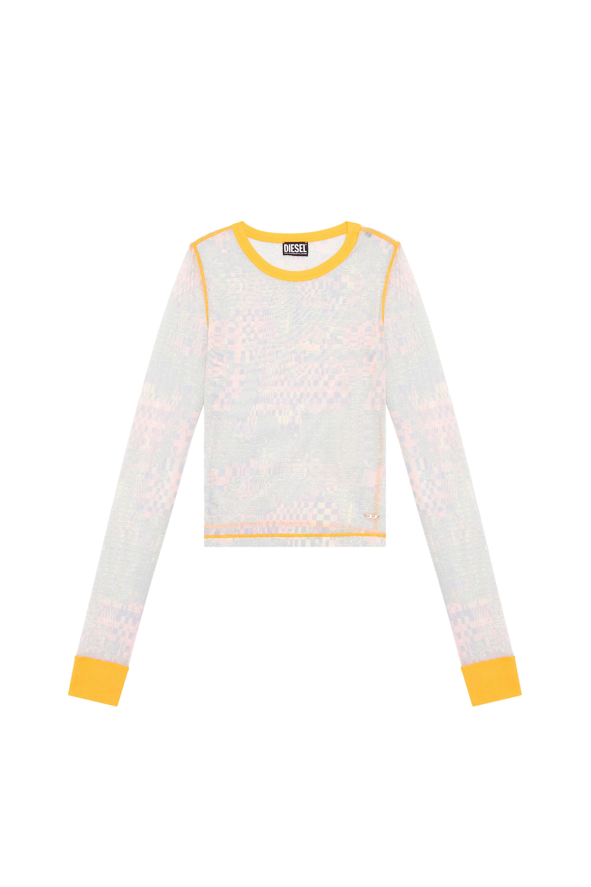 Diesel - T-SIEL, Female's 長袖トップス メッシュ カモフラ in ブルー/ピンク - 2