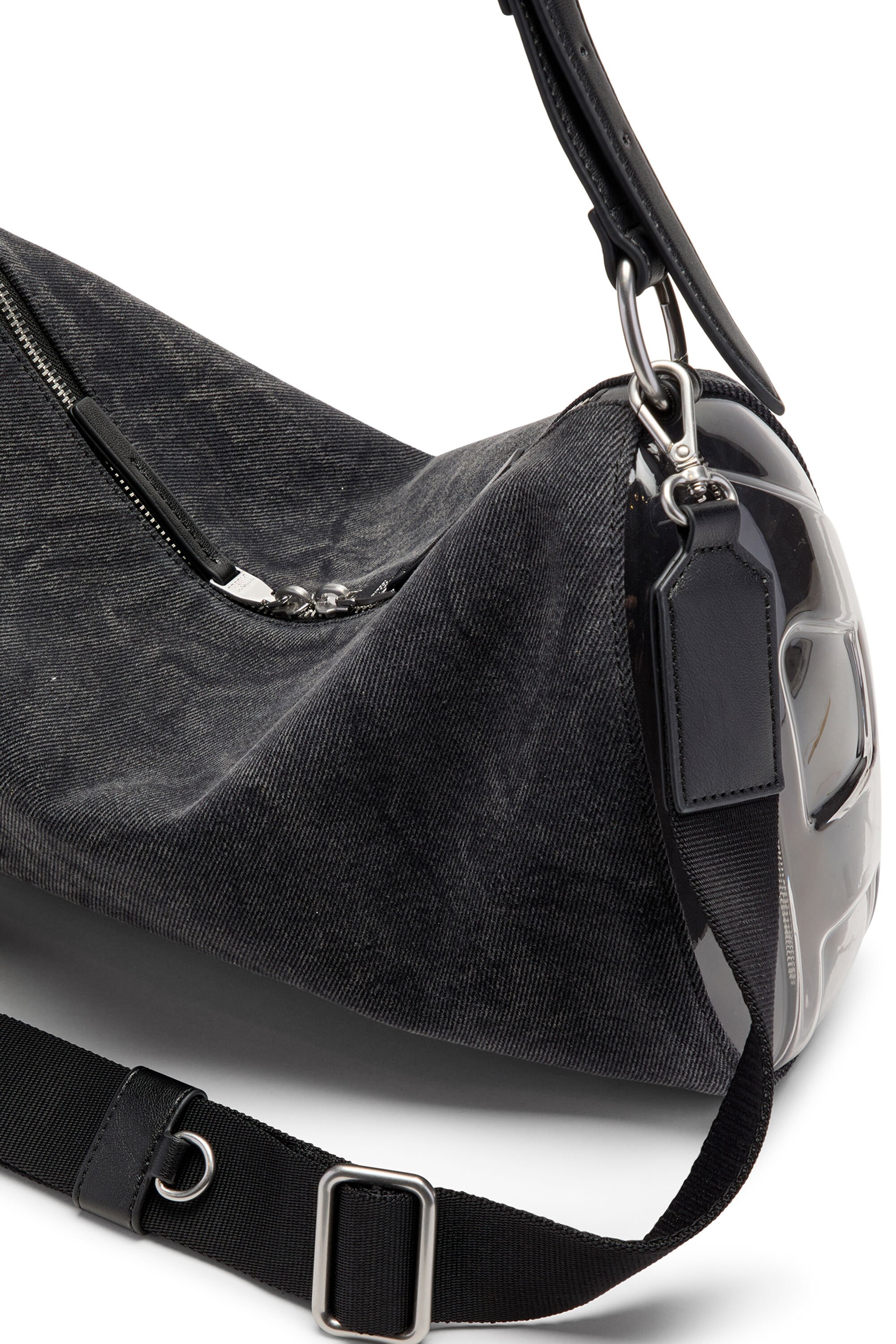 Diesel - LOAD-D SHOULDER BAG X, Unisex's Load-D-Shoulder bag with transparent Oval D sides in ブラック - 4