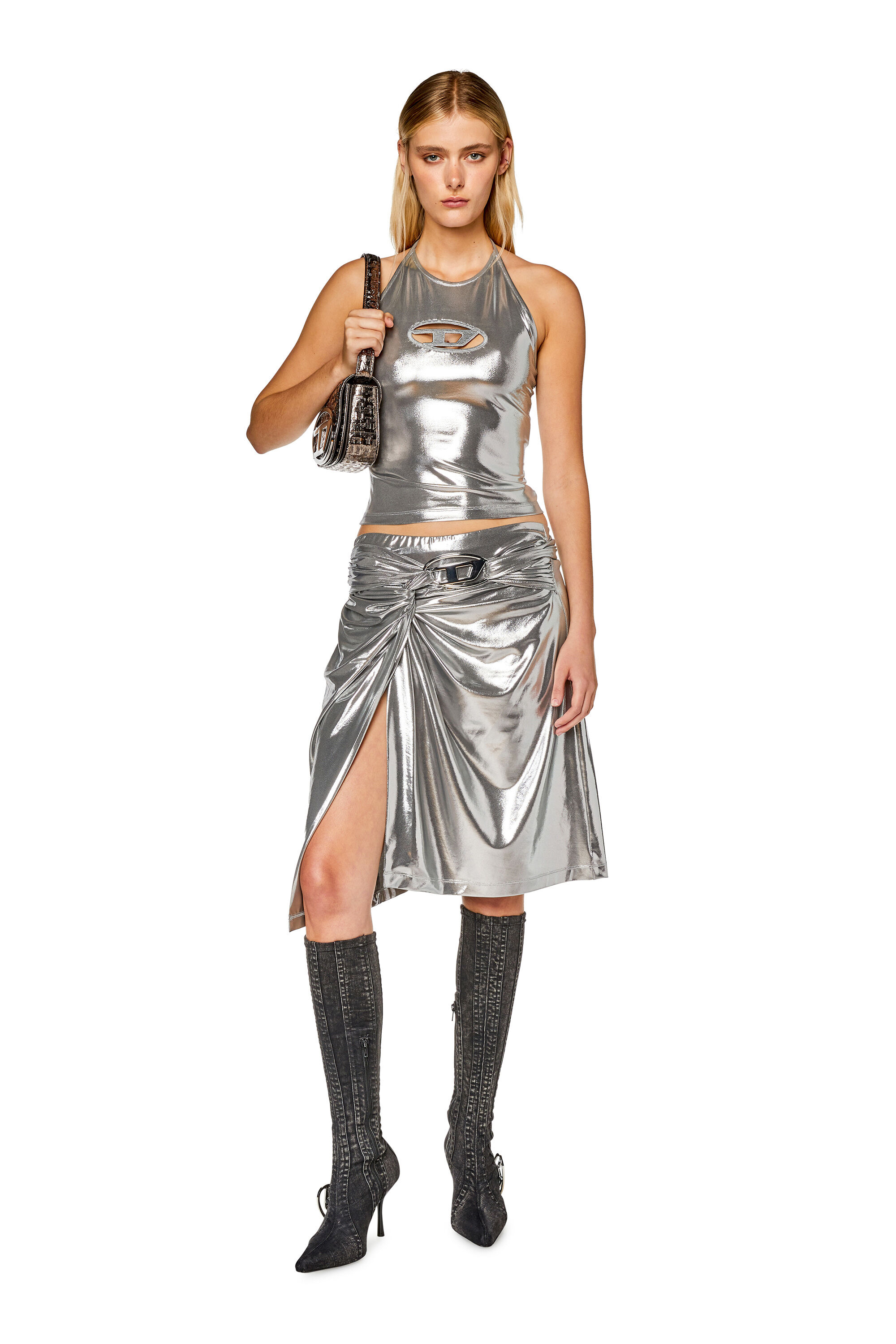 Diesel - T-SALILA-OD, Female's トップスタンクトップホルターネック in シルバー - 1