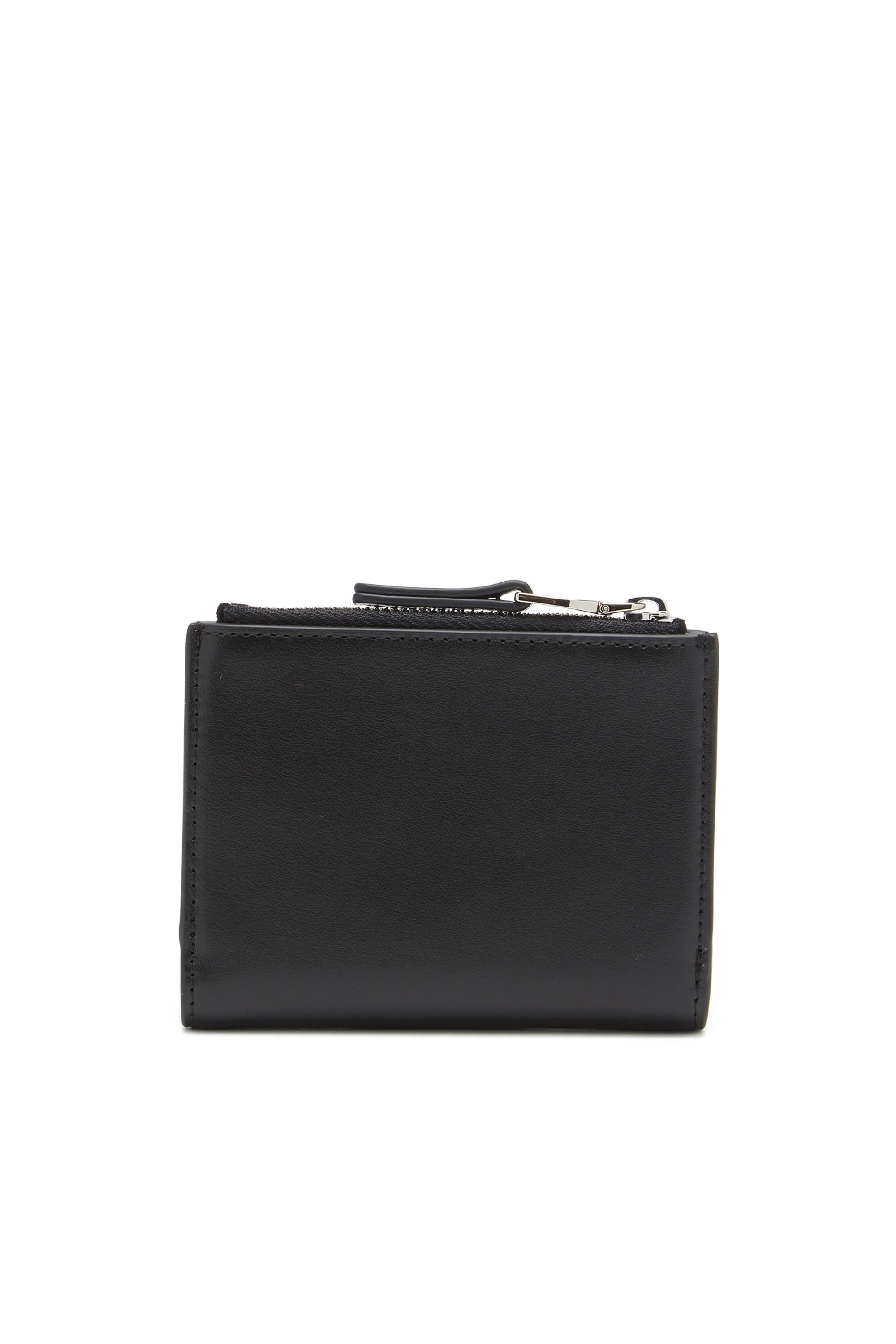 Diesel - 1DR BI-FOLD ZIP II, Female's Small leather wallet with logo plaque in ブラック - 2