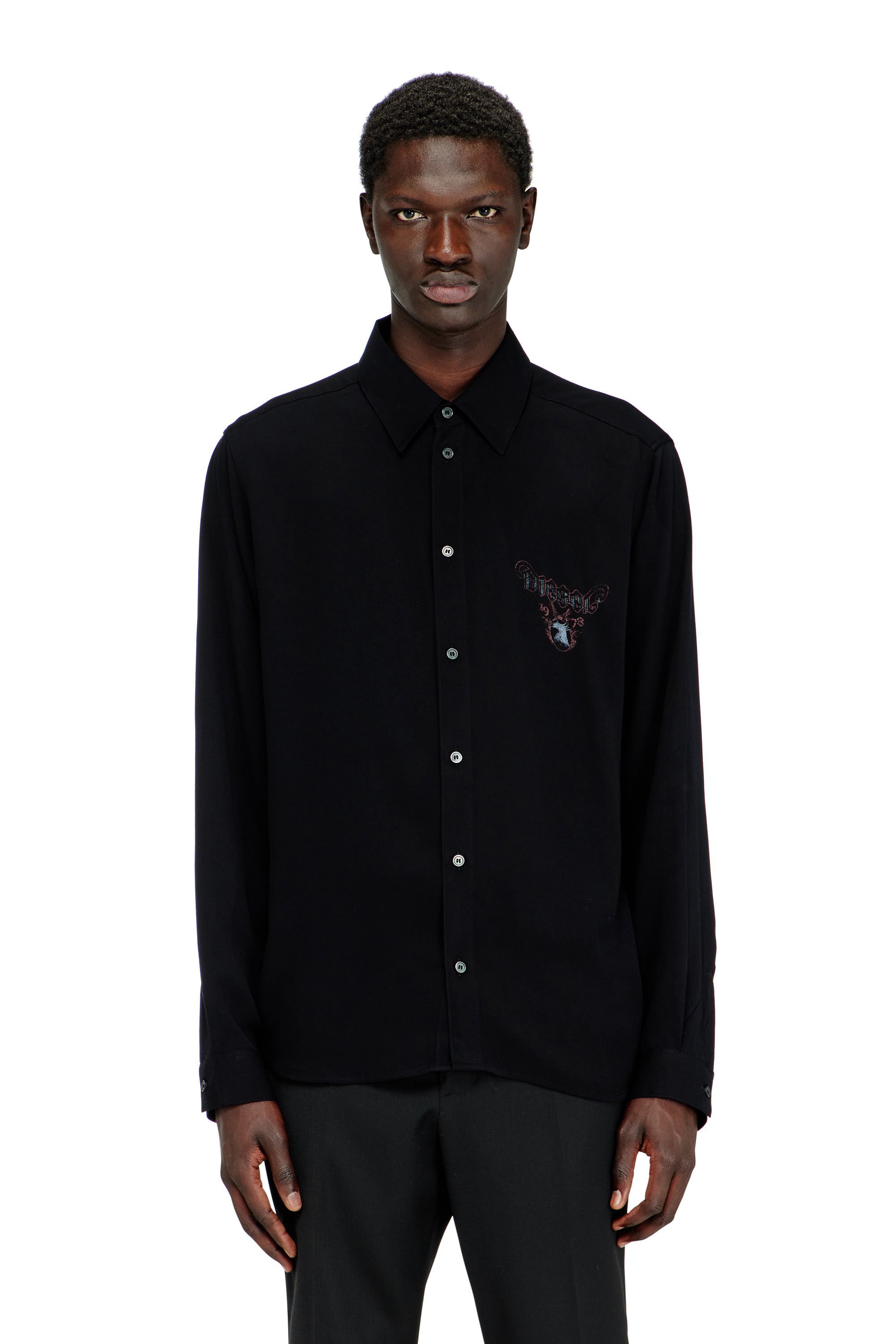 Diesel - S-HOLGER, Male's Fluid shirt with faded print in ブラック - 3
