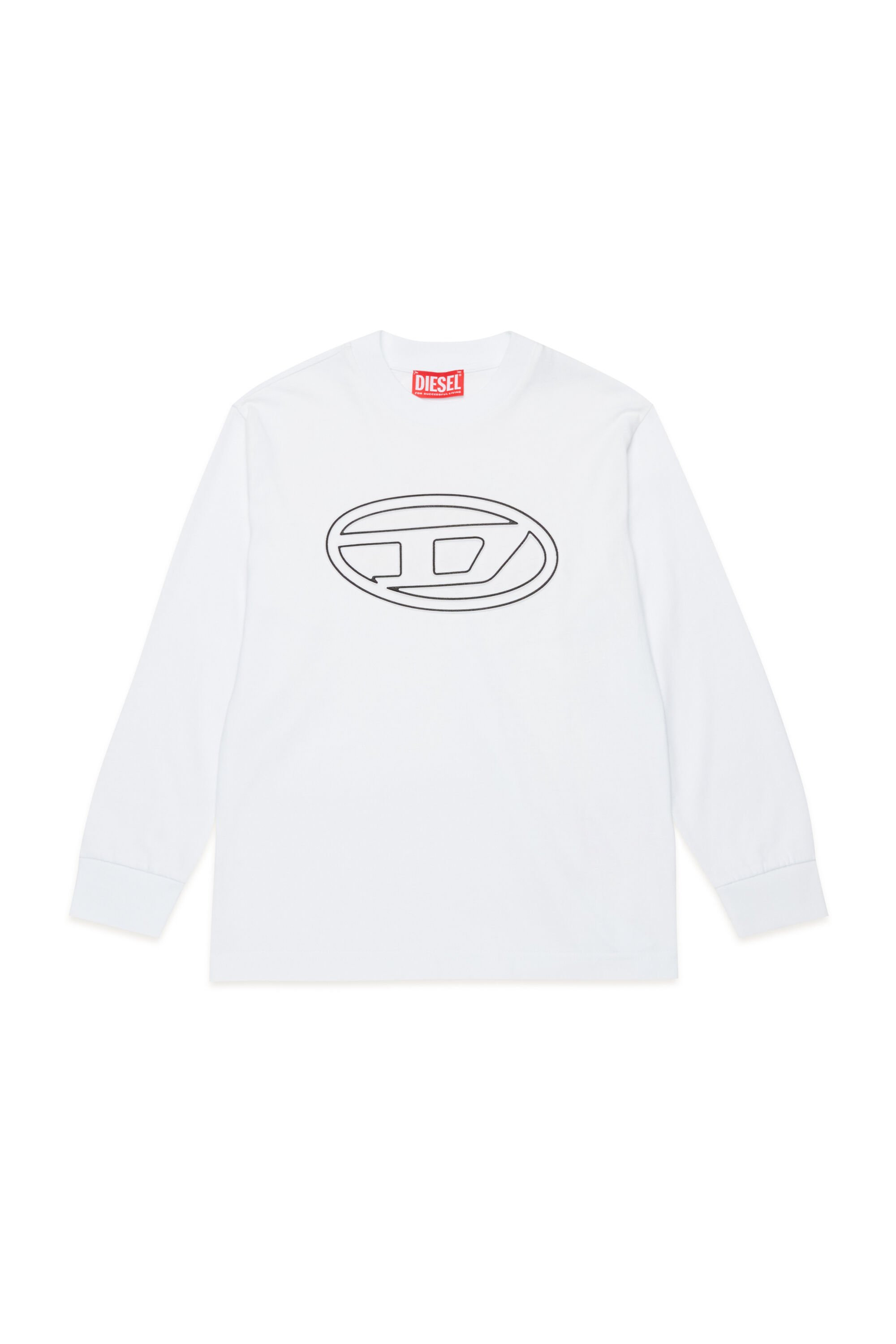 Diesel - TJUSTBIGOVALS OVER, Male's Long sleeved t-shirt with large oval D logo in ホワイト - 1