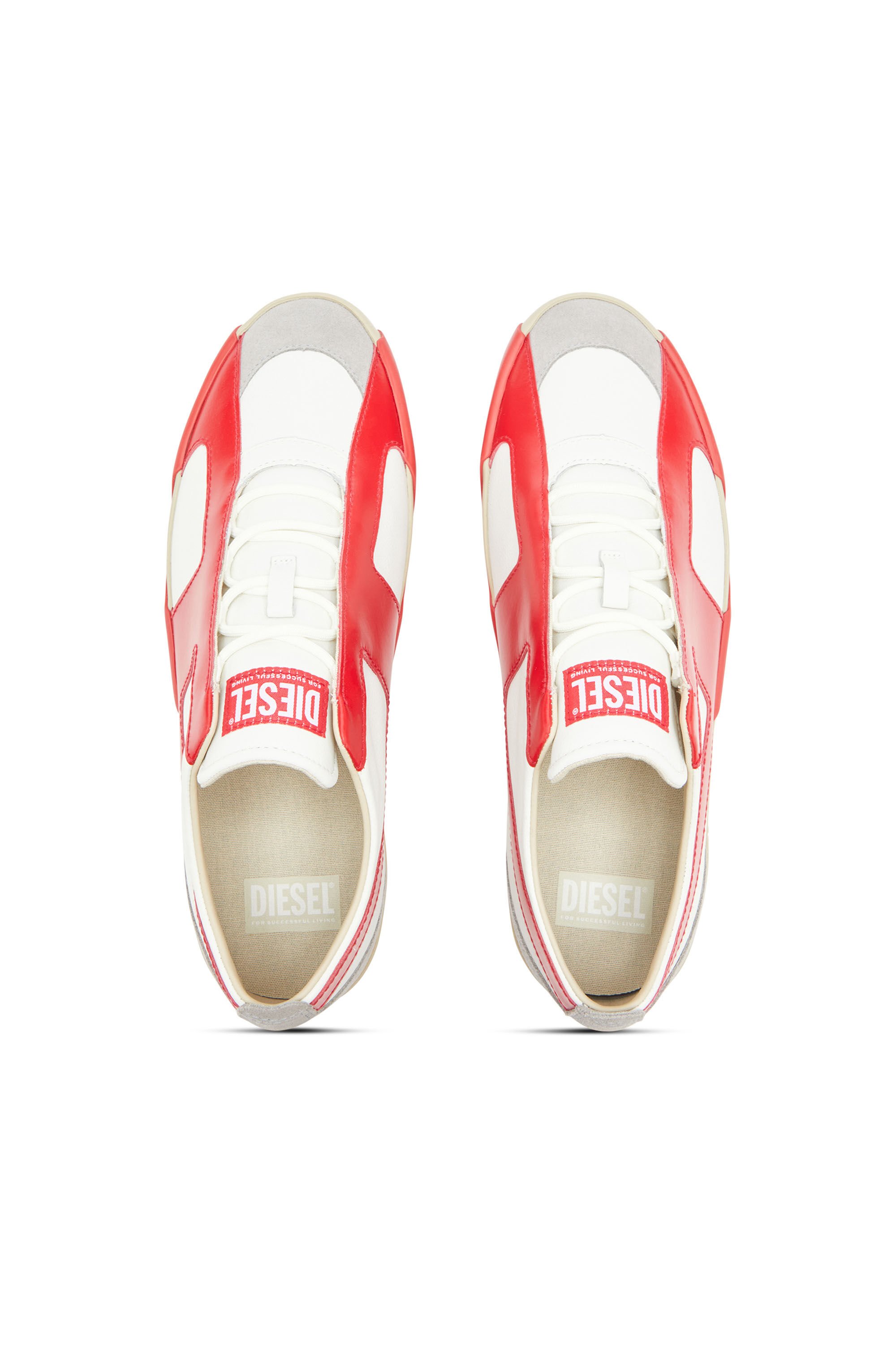 Diesel - S-SLANTE-D LOW, Male's S-Slante-D-Sneakers in suede and leather with D logo in ホワイト/レッド/ブルー - 5
