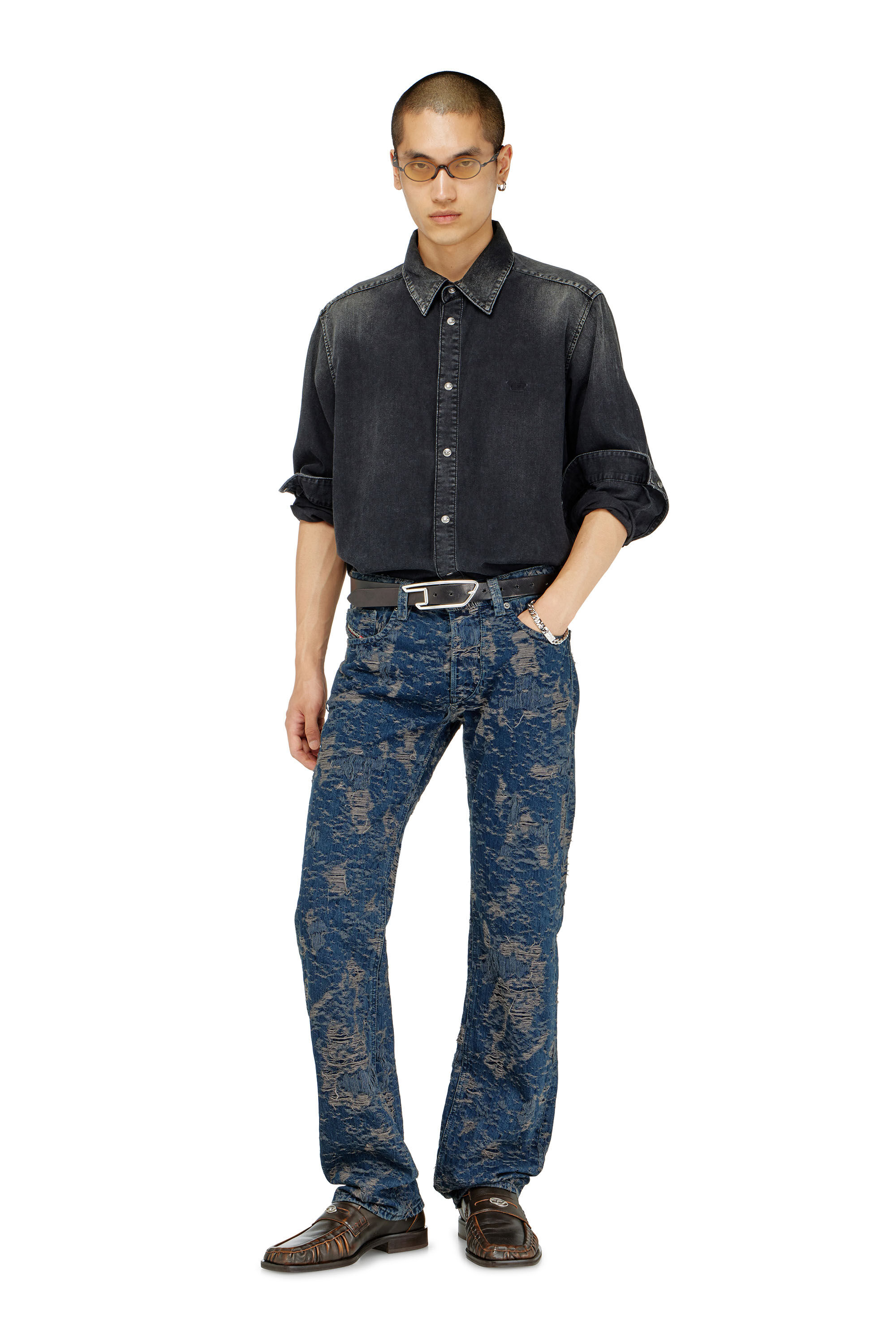 Diesel - Male's Regular Jeans 1985 Larkee 007FC, ダークブルー - 3