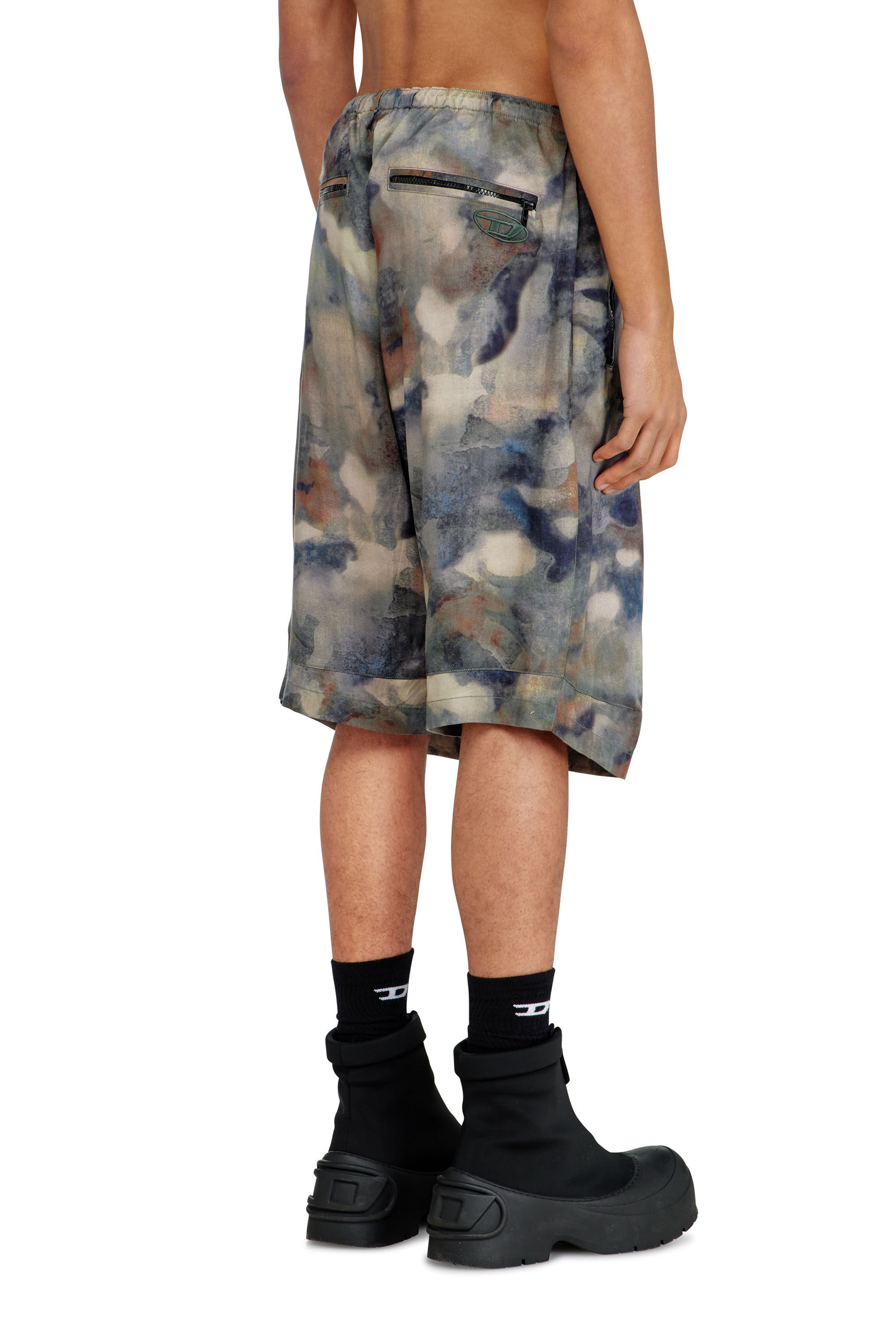 Diesel - P-STITCH-SHORT-TKBZ, Male's Fluid bermuda shorts with all-over camo print in ブルー/ブラウン - 4