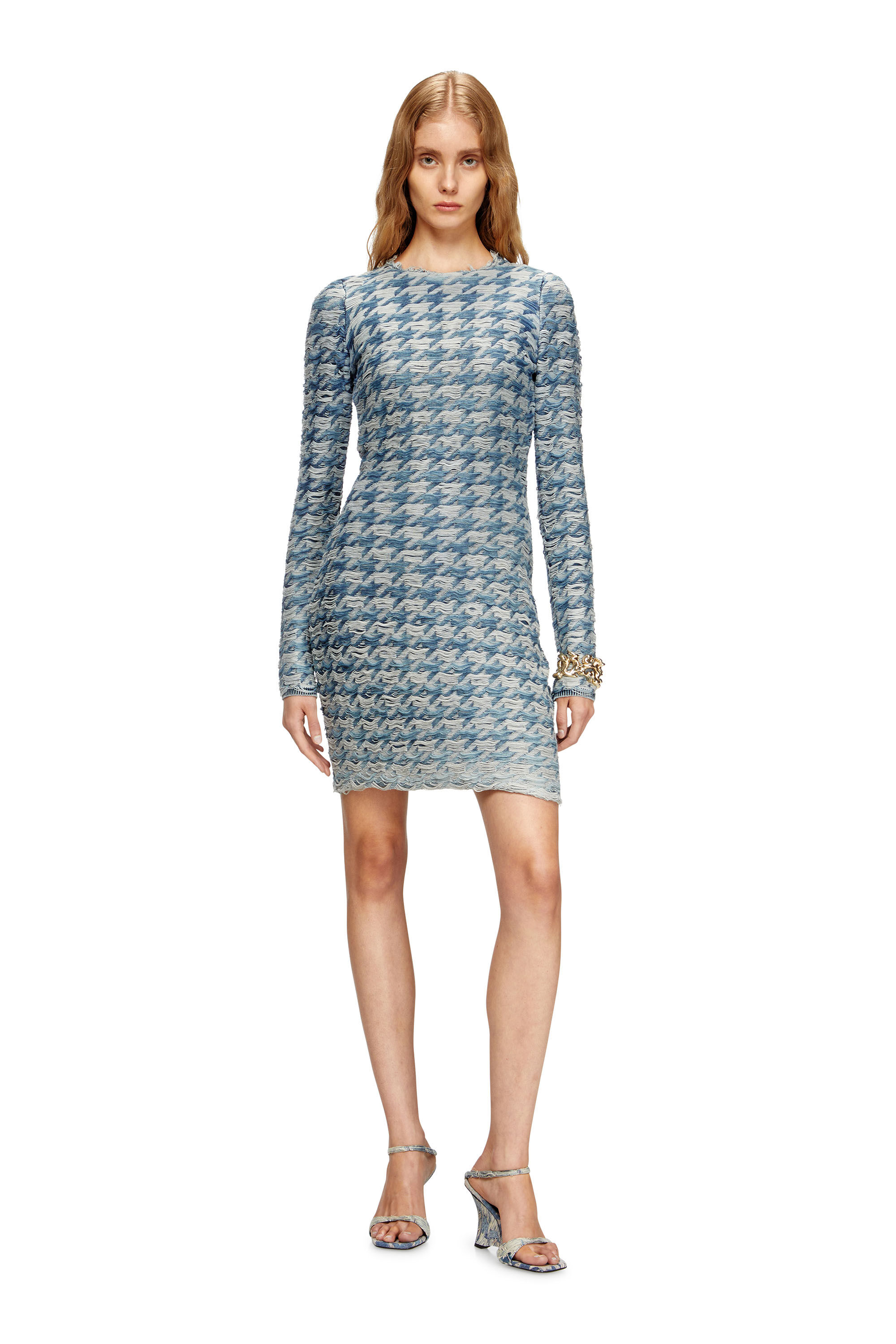 M-HALMA Houndstooth dress with floating yarns｜マルチカラー