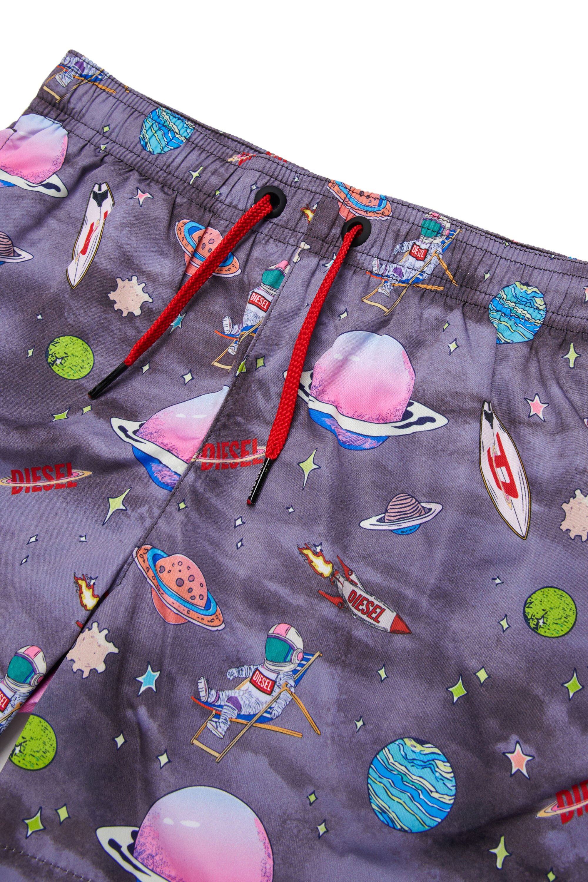 Diesel - MISPACE, Male's Swim shorts with all-over space print in ブラック/バイオレット - 3