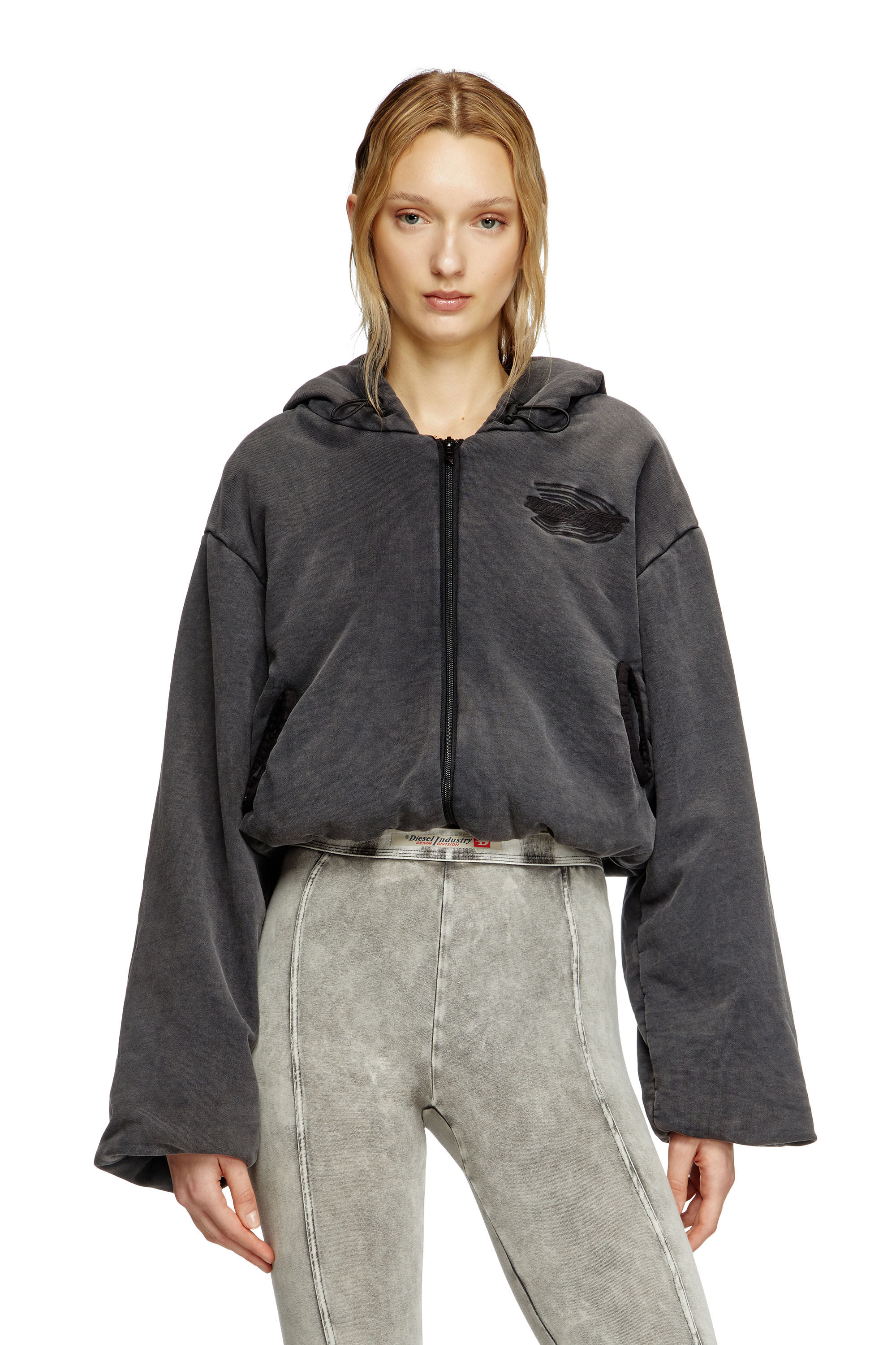 Diesel - F-ENERDÌ, Female's Cropped zip-up hoodie in ブラック - 3