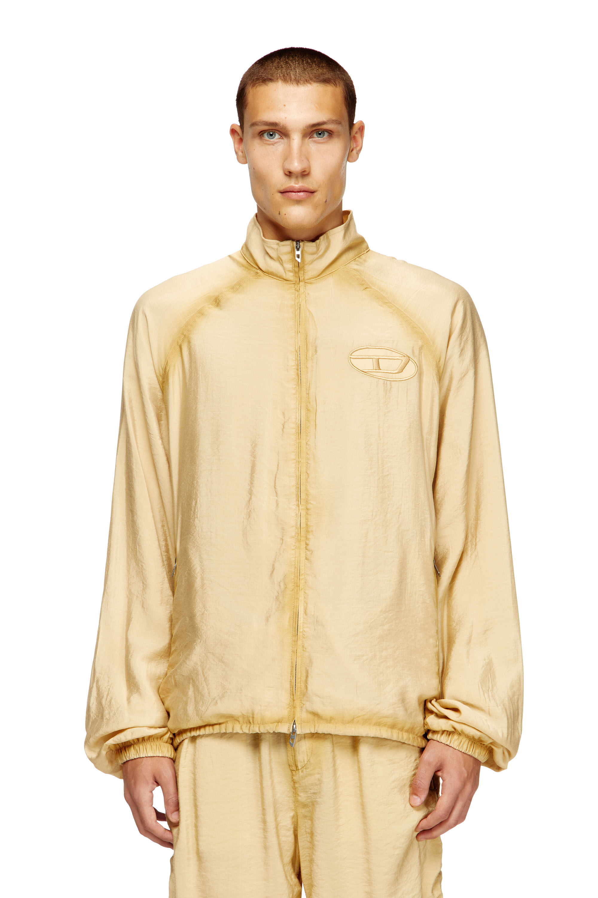 Diesel - J-HENRI-SOUVENIR, Male's Souvenir-style embroidered track jacket in ベージュ - 3