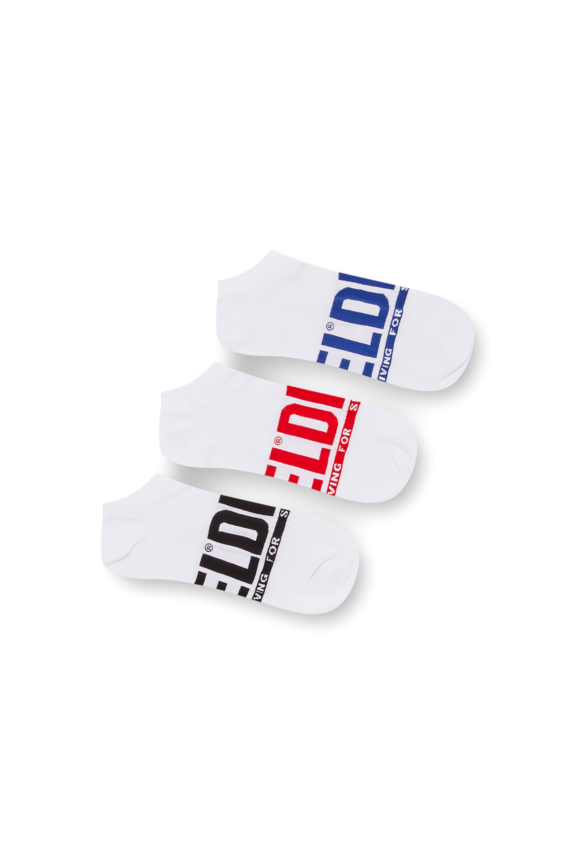 Diesel - SKM-GOST-THREEPACK, Male's 3-pack low-cut logo socks in マルチカラー/ホワイト - 1