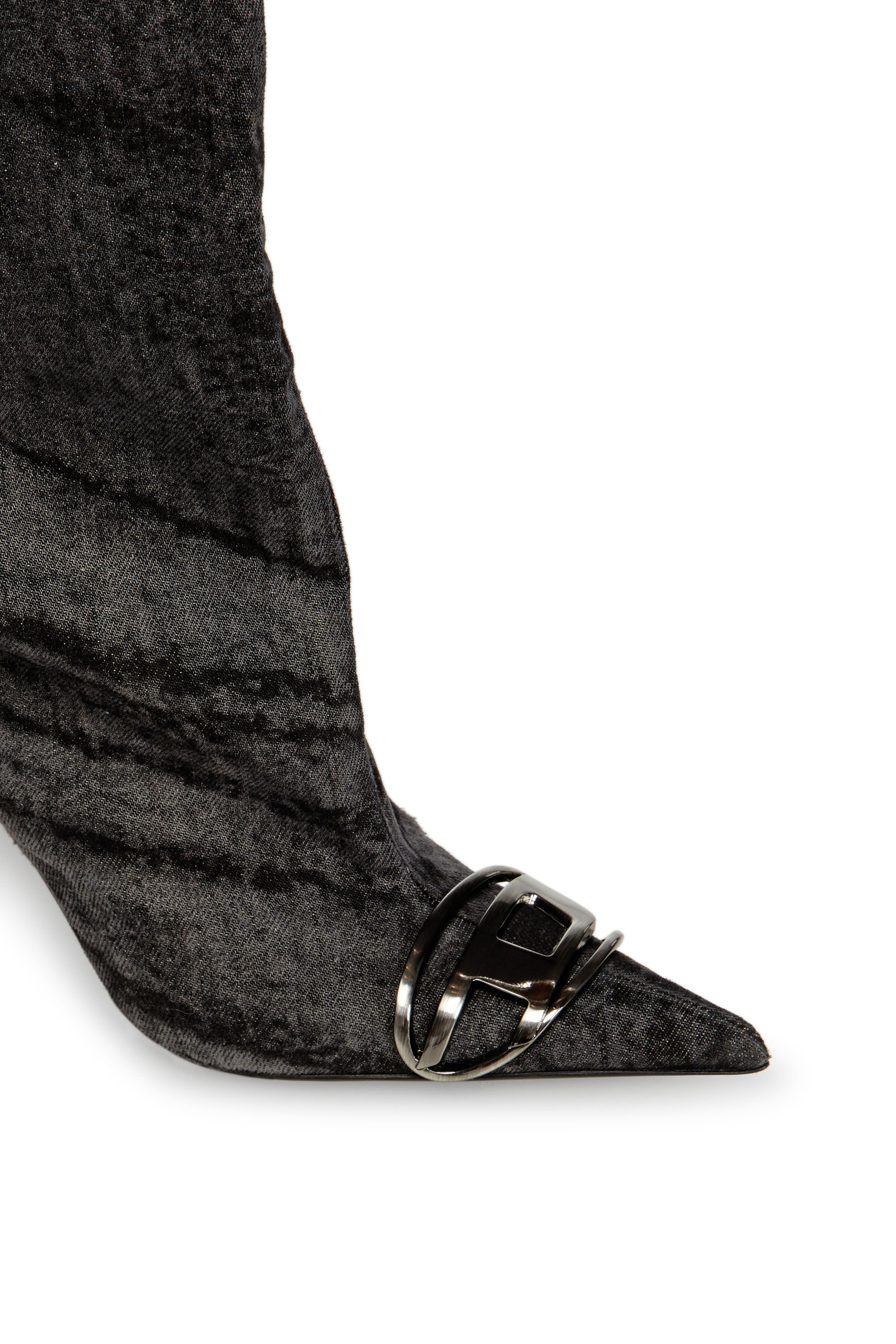 Diesel - D-VENUS 90 OTK BOOT, Female's D-Venus-Over-the-knee boots in coated denim in ブラック - 4