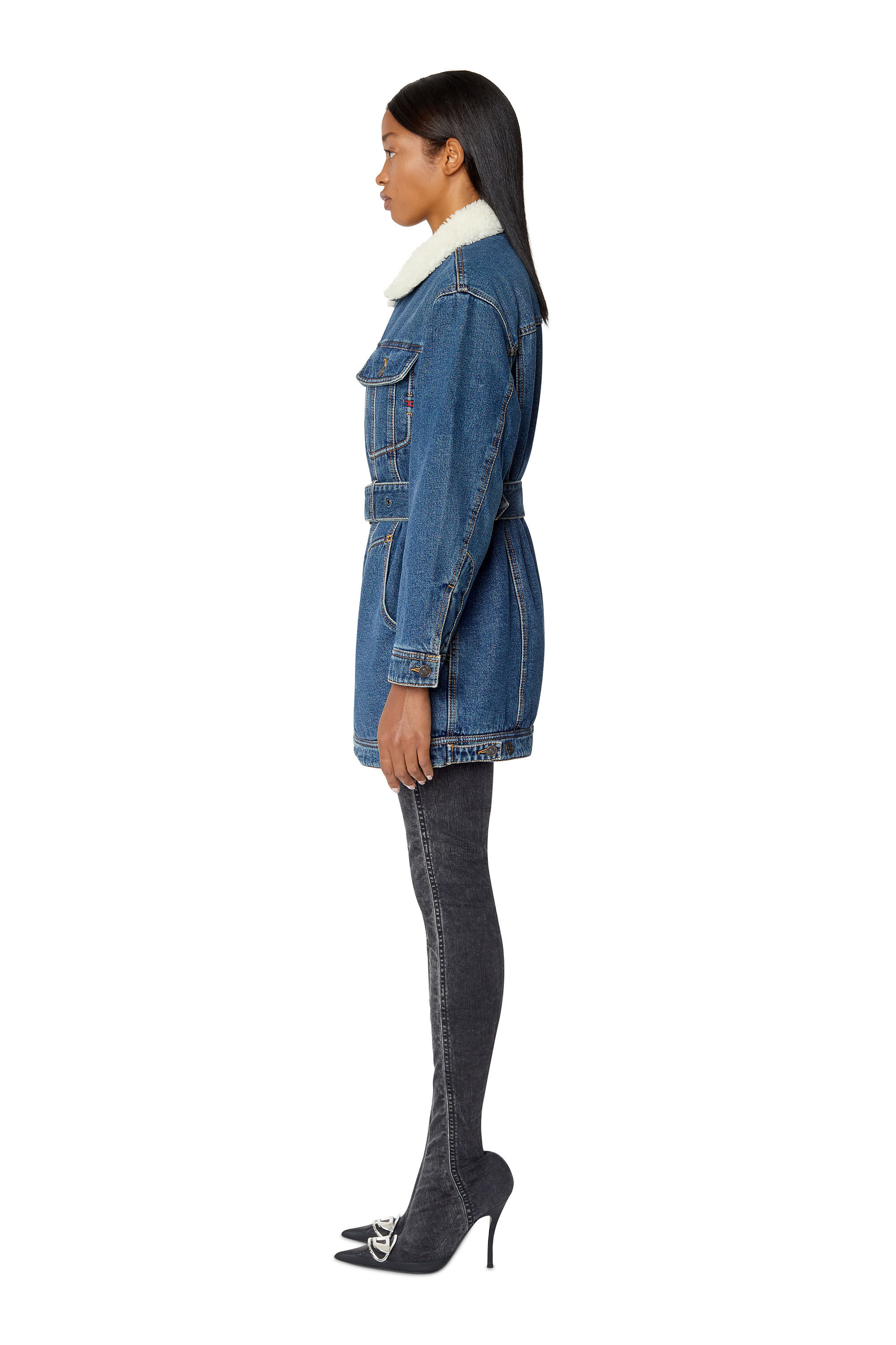 Diesel - DE-FLAMINIA-T, Female's レディース ハーフ デニムジャケット in ミディアムブルー - 5