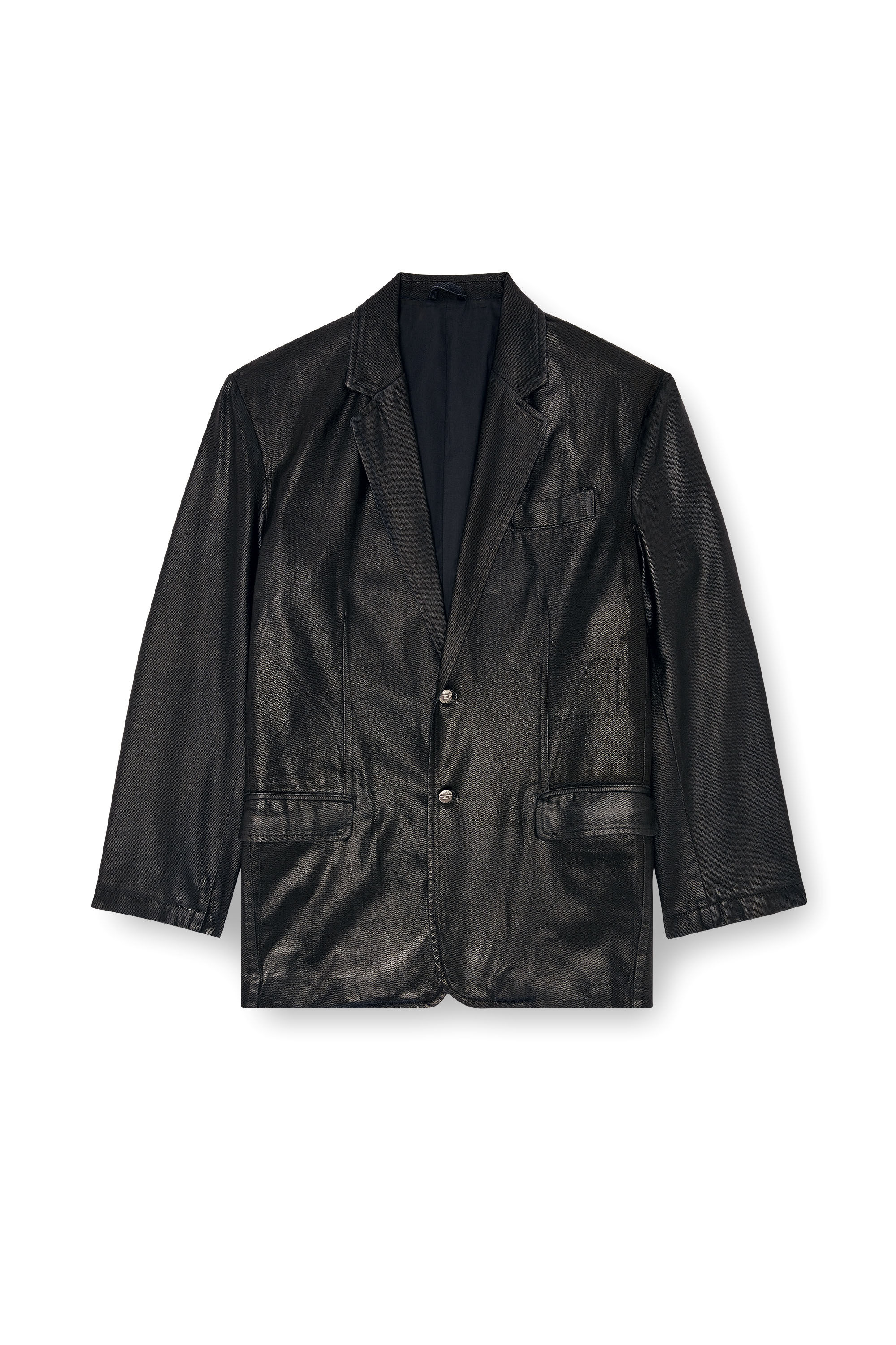 Diesel - D-BLA, Unisex's Blazer in coated tailoring denim in ブラック - 2