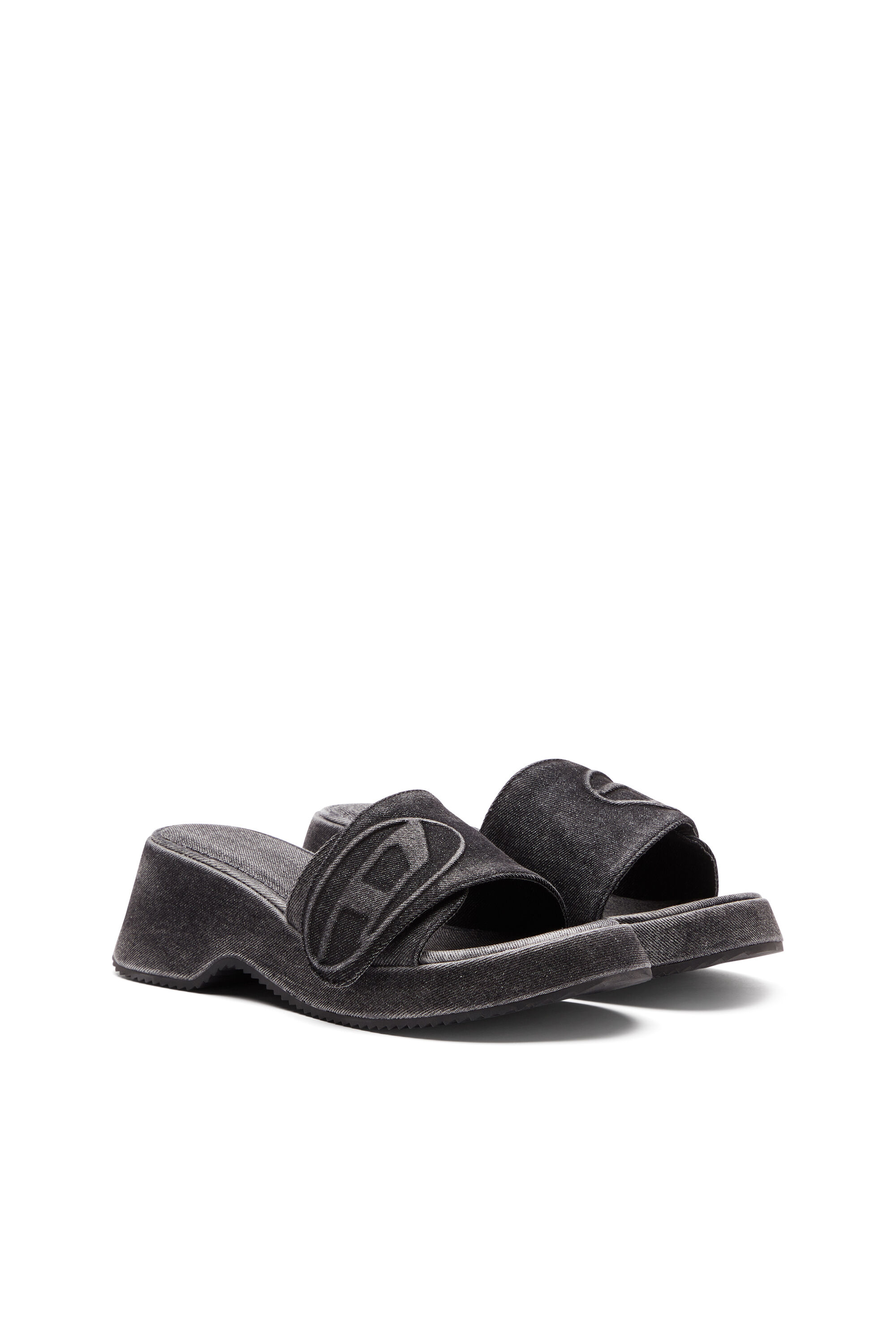 Diesel - SA-OVAL D PF W, Female's Sa-Oval D-Denim slide sandals with Oval D strap in ブラック - 3