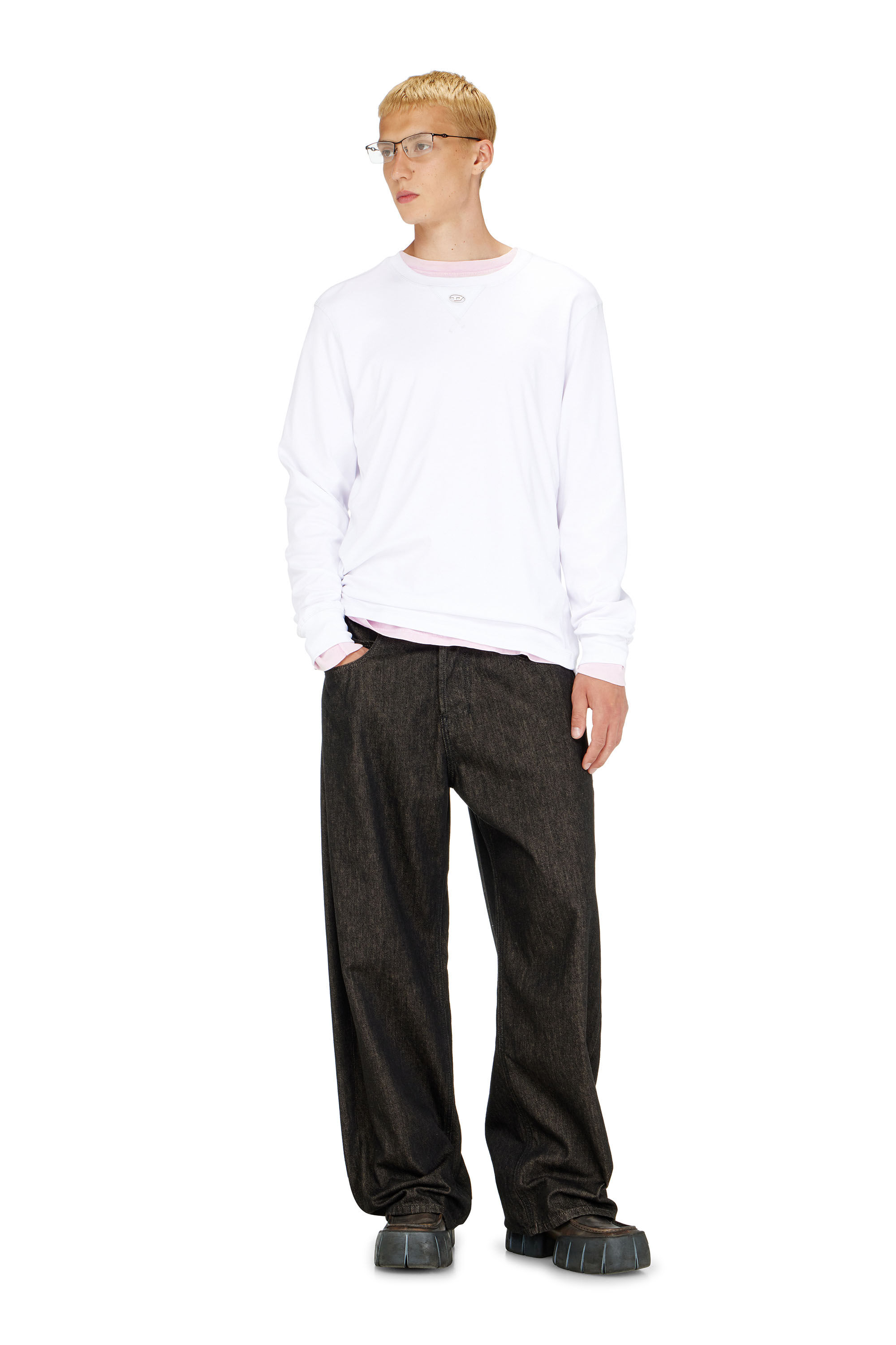Diesel - T-MADJUST-LS-TR, Male's 長袖Tシャツ in ホワイト - 1