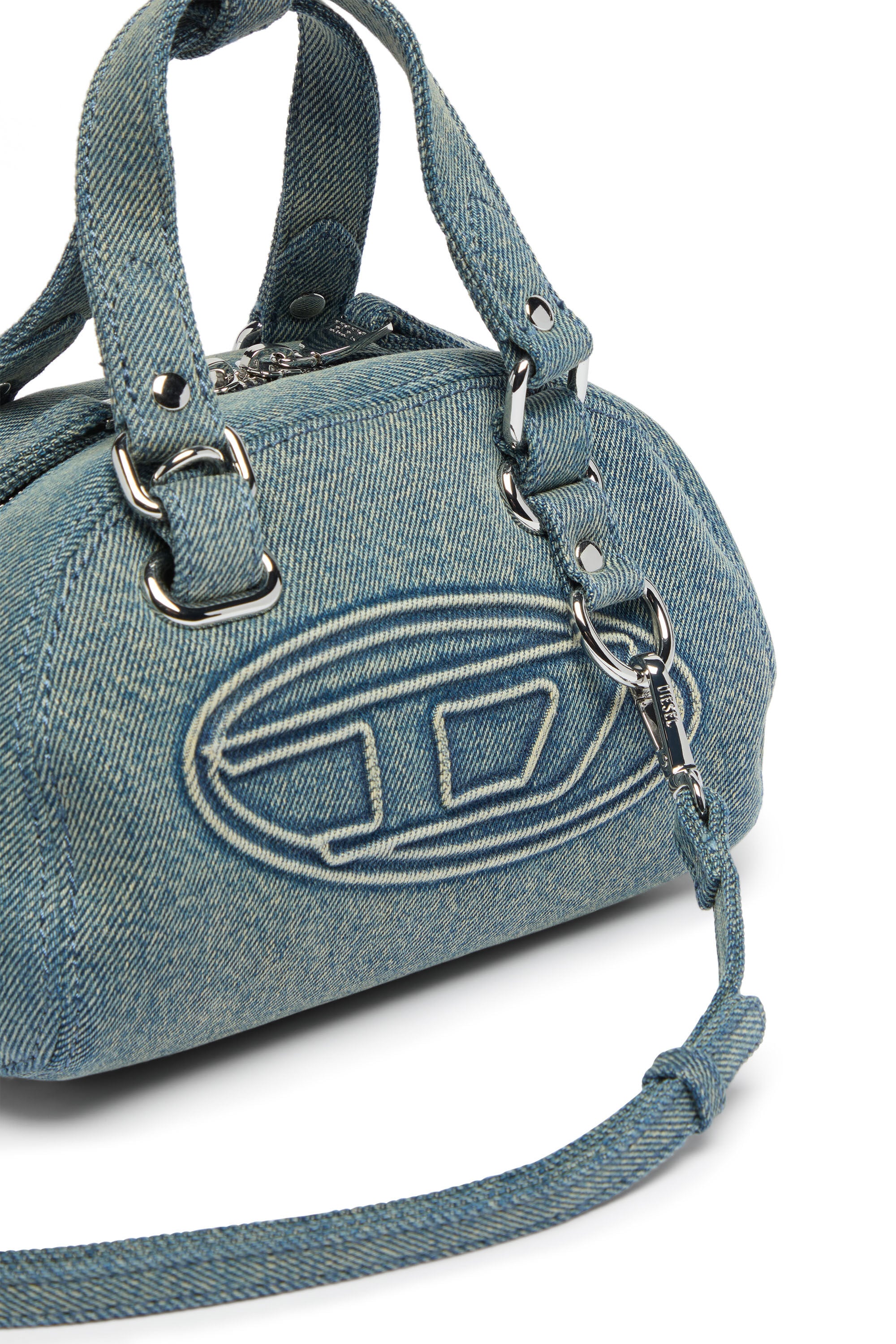 Diesel - 1DR DOME SOFT CROSSBODY, Unisex's 1DR Dome-Small bowling bag in denim with Oval D logo in ライトブルー - 5