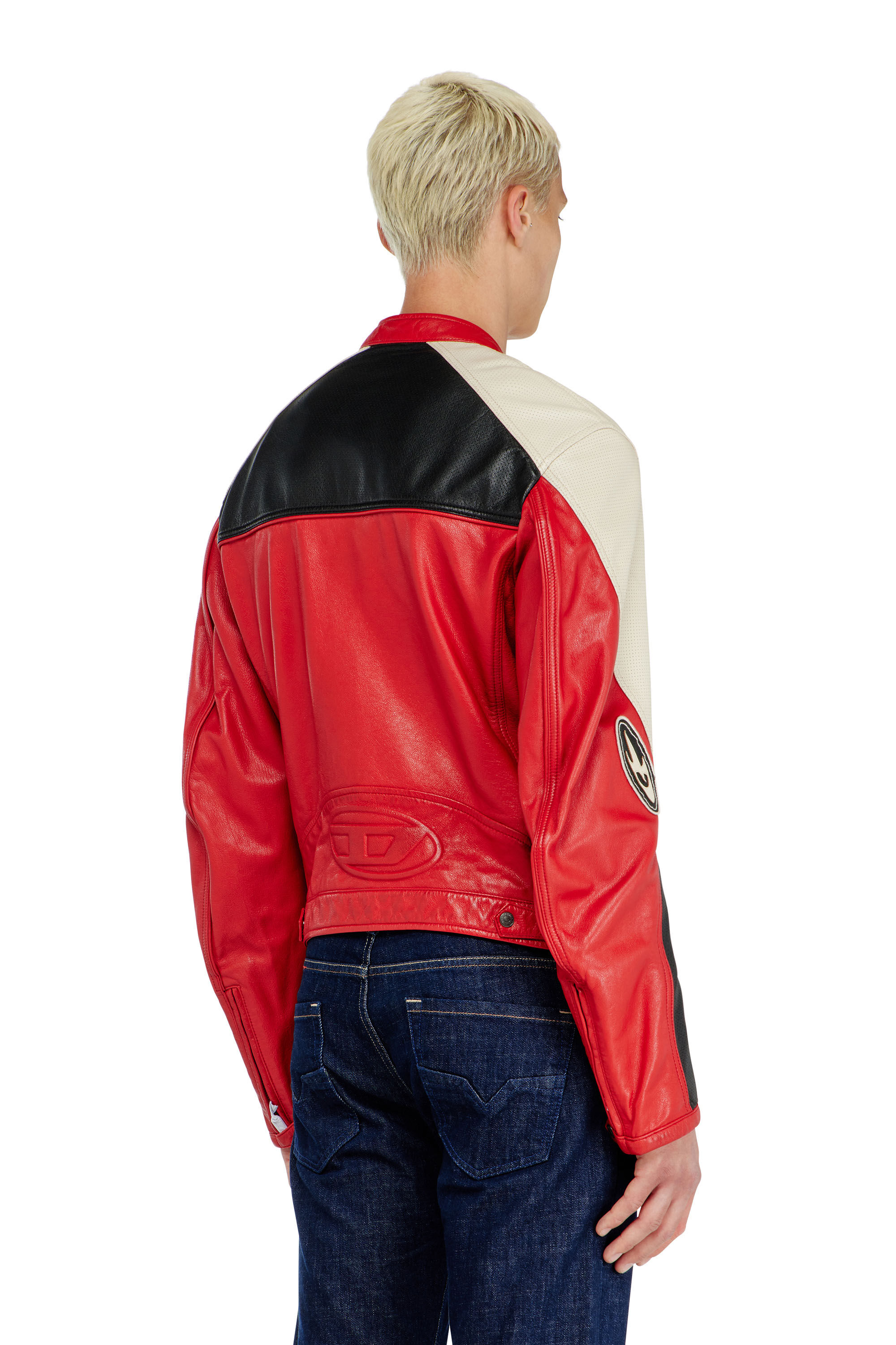 Diesel - L-AHTI, Male's レザージャケット in ベージュ/レッド - 5