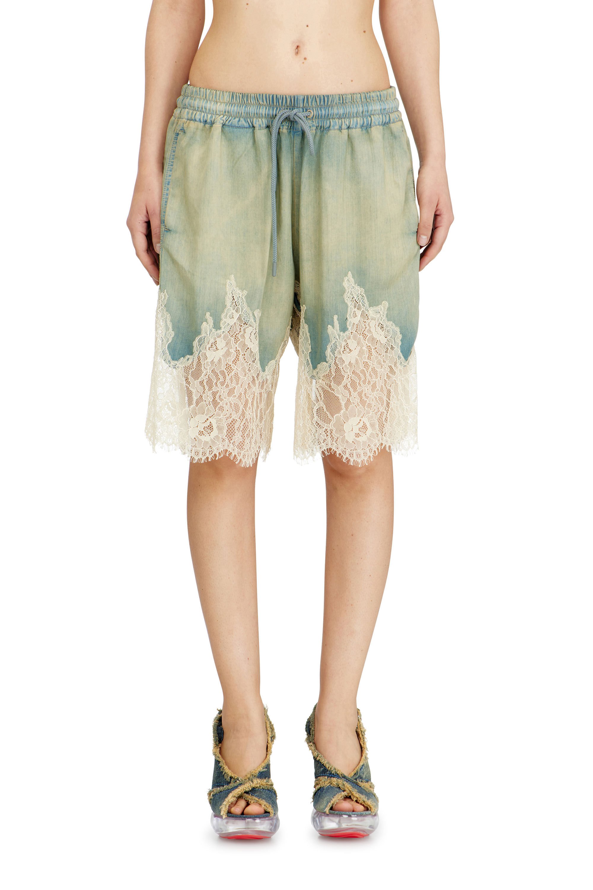 Diesel - DE-MALKIA-S3, Female's Bermuda shorts in denim and lace in null - 3