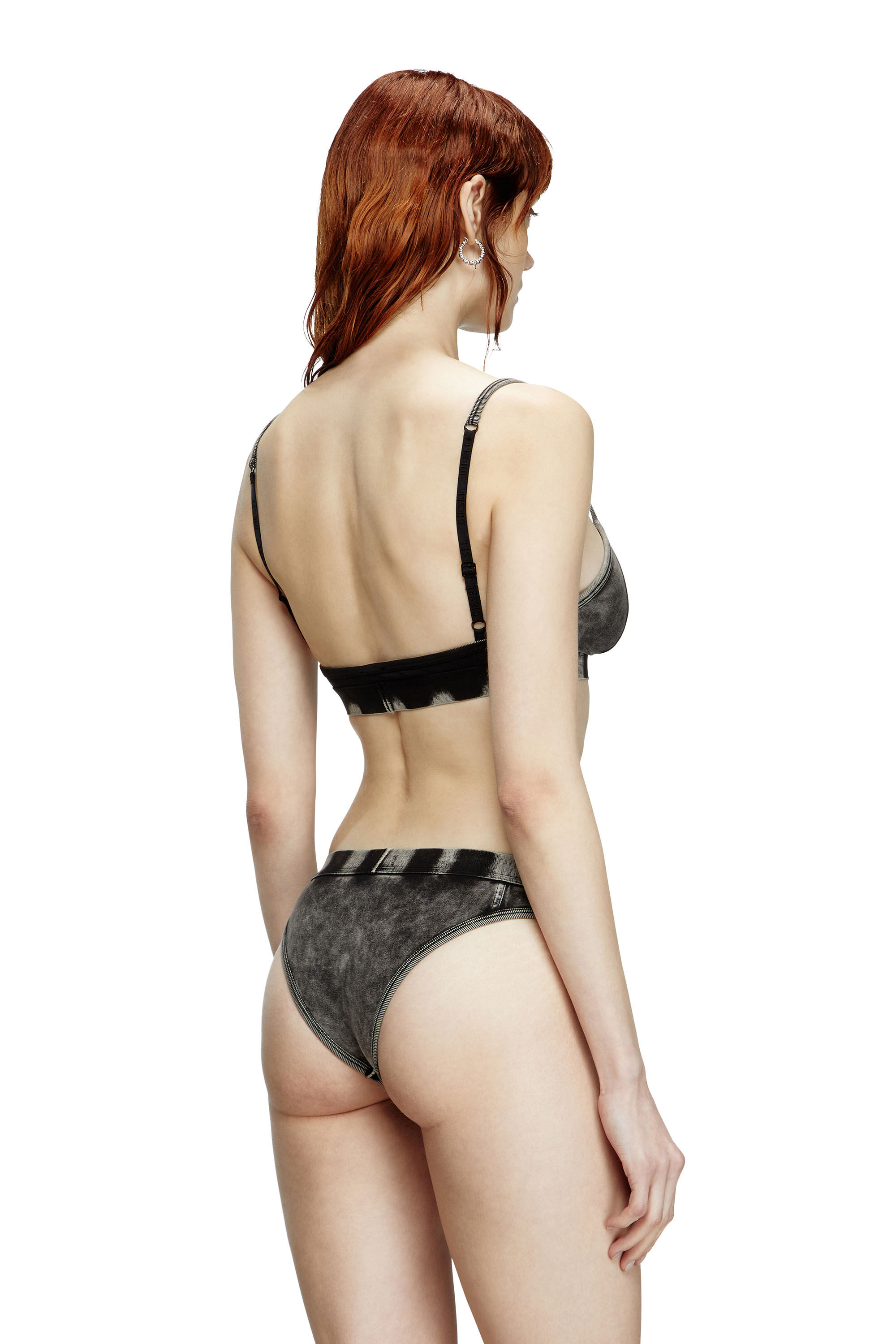 ZOE-DNM Triangle bra in denim-effect jersey｜ブラック