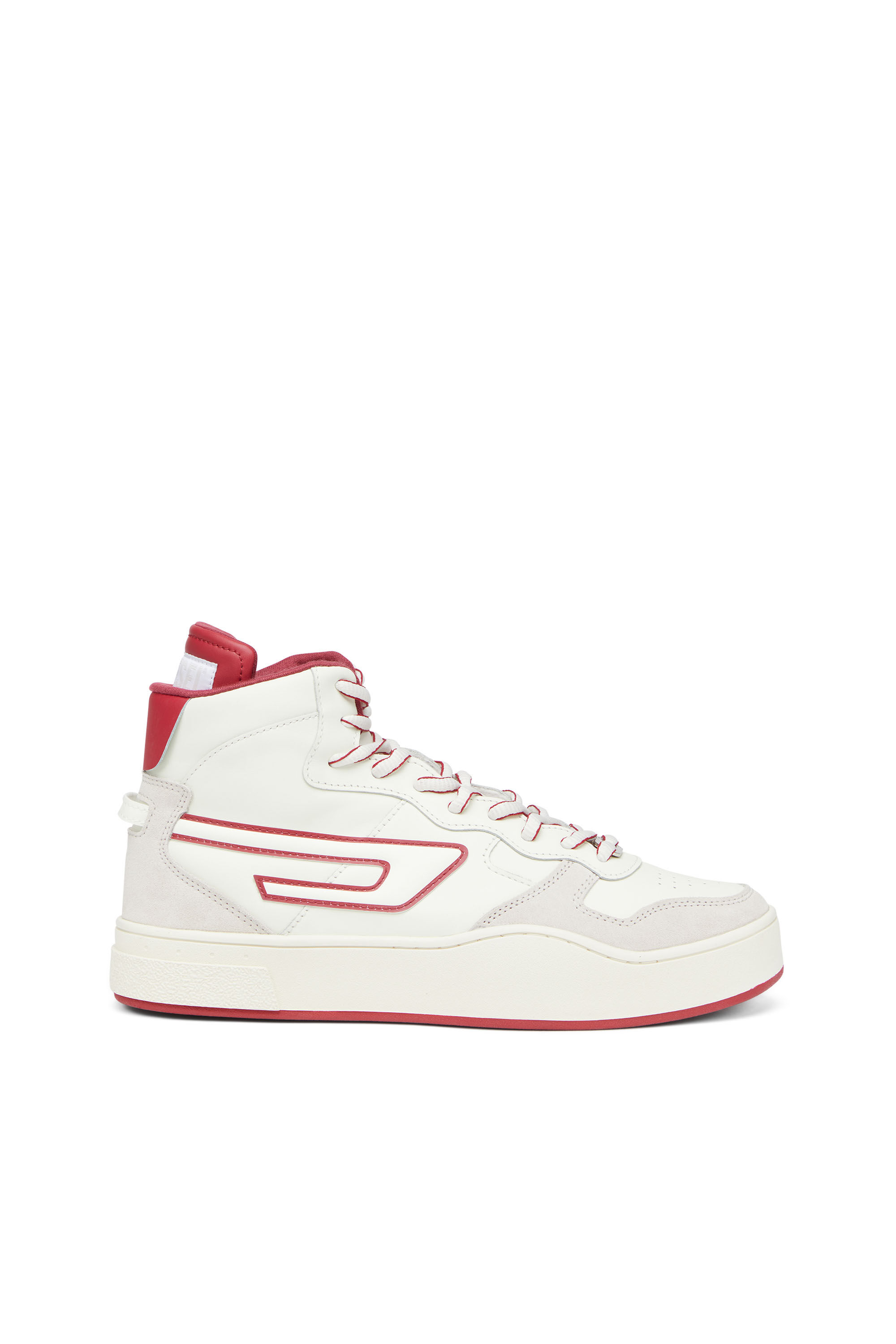 Diesel - S-UKIYO MID X, Male's レザー スウェード ミッドカットスニーカー - S-Ukiyo Mid X in ホワイト/レッド/ブルー - 1