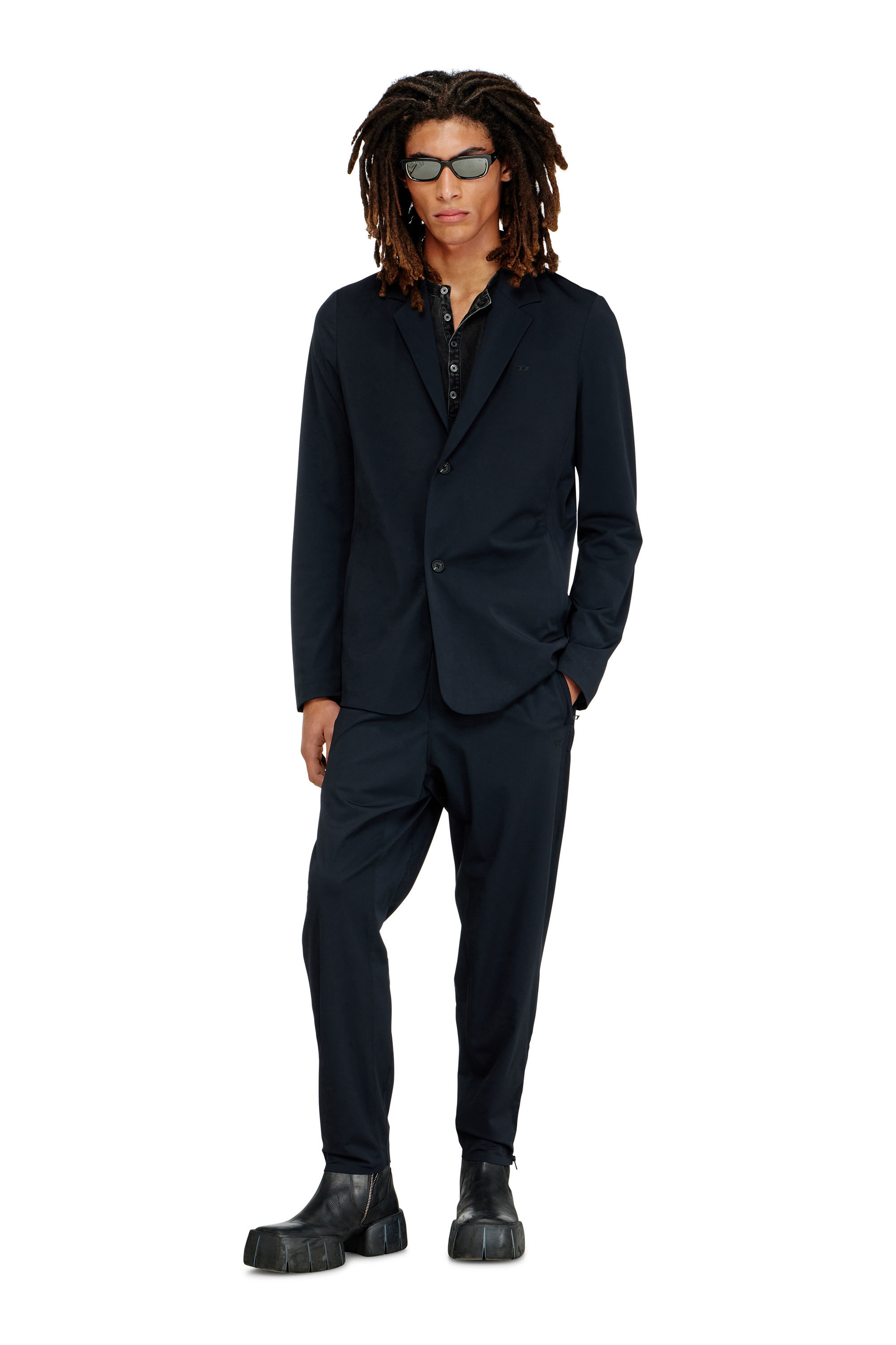Diesel - J-ACTIVE, Male's Blazer in stretch nylon in ブラック - 1