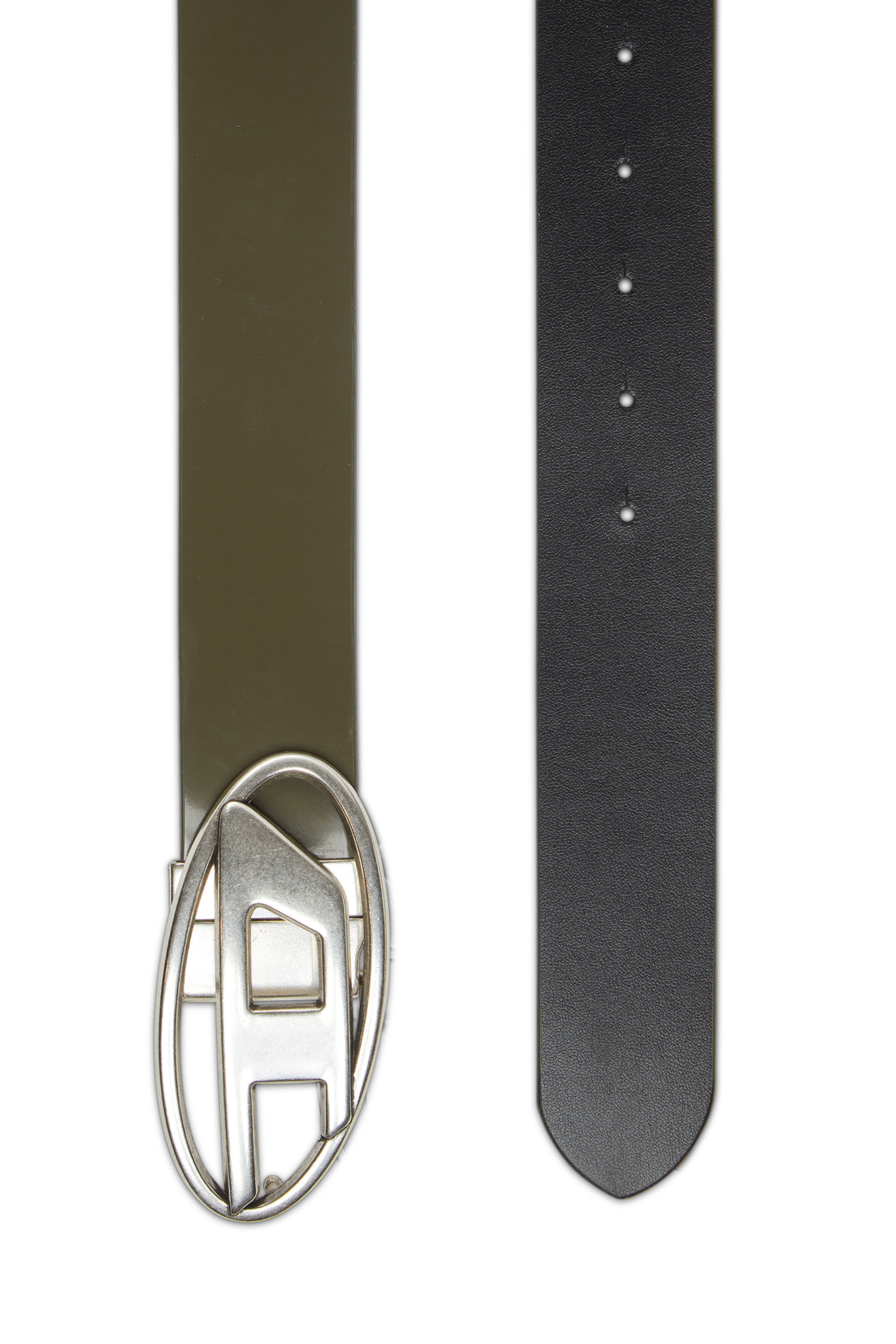 Diesel - B-1DR REV II, Male's Reversible belt in matte and shiny leather in オリーブグリーン - 2