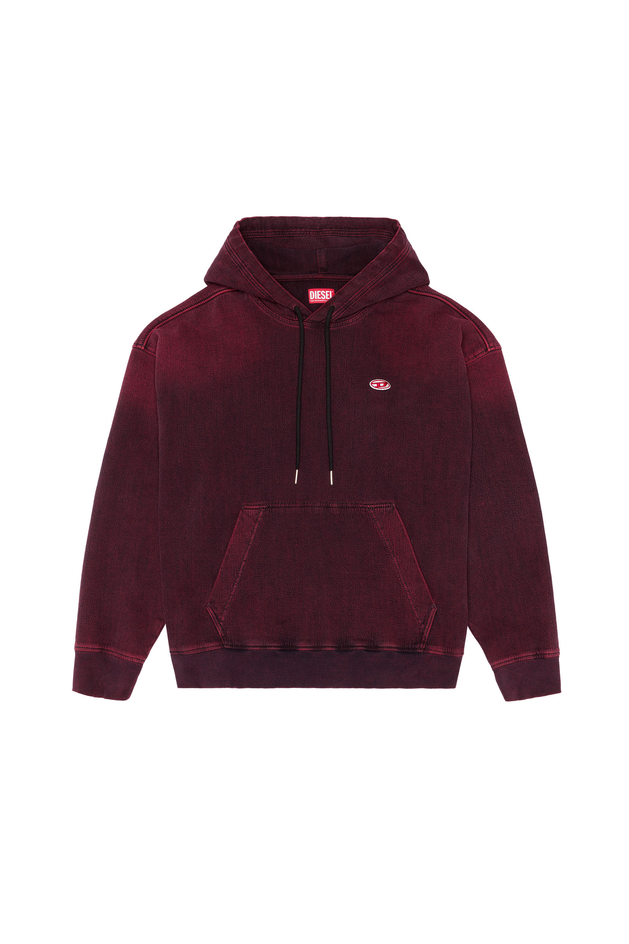 Diesel - CL-D-UM-RIB-NE, Male's Track Denim hoodie in バーガンディー - 2