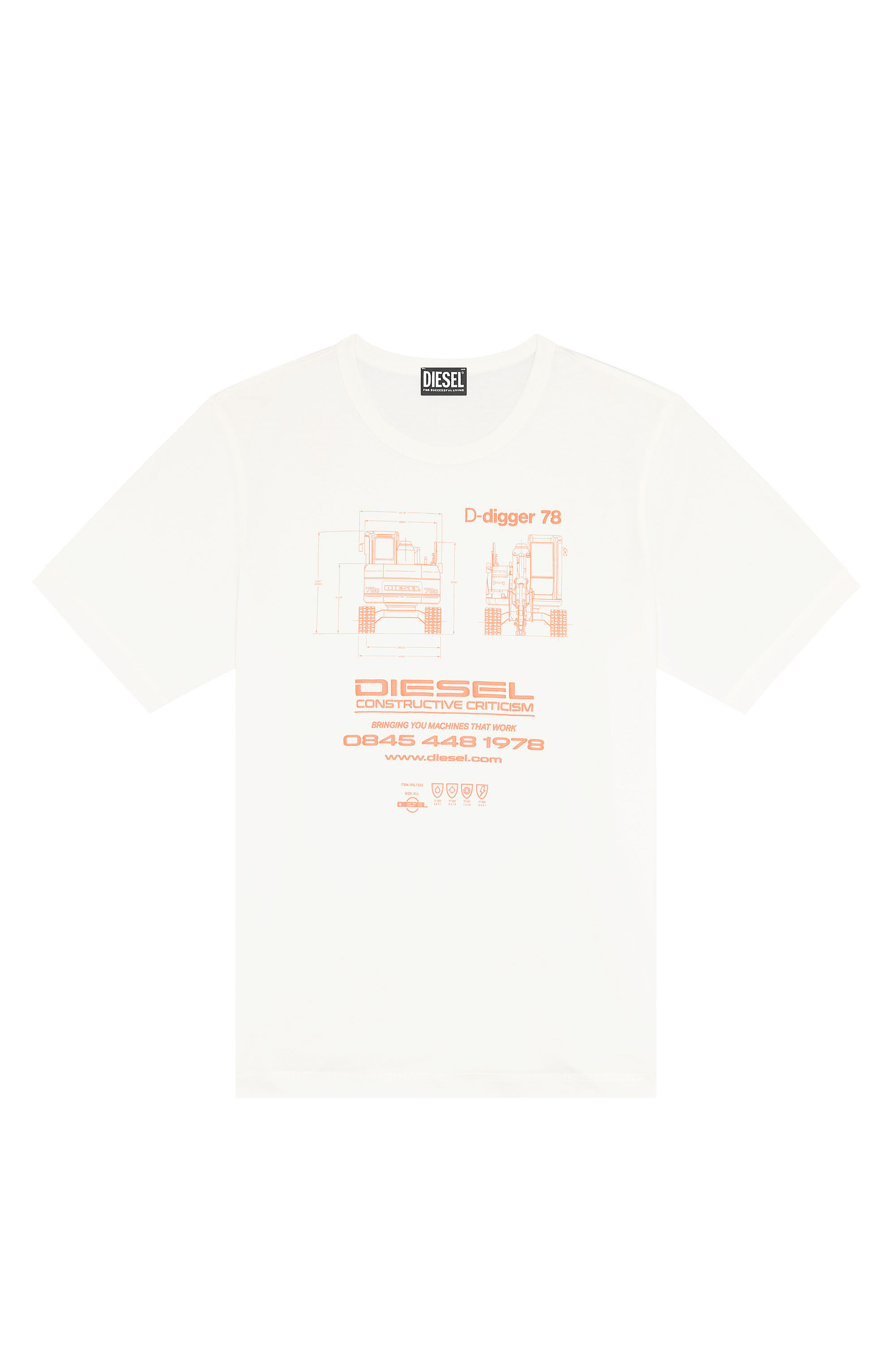 Diesel - T-JUST-SLITS-G1, Male's Tシャツ クルーネック in ホワイト - 2