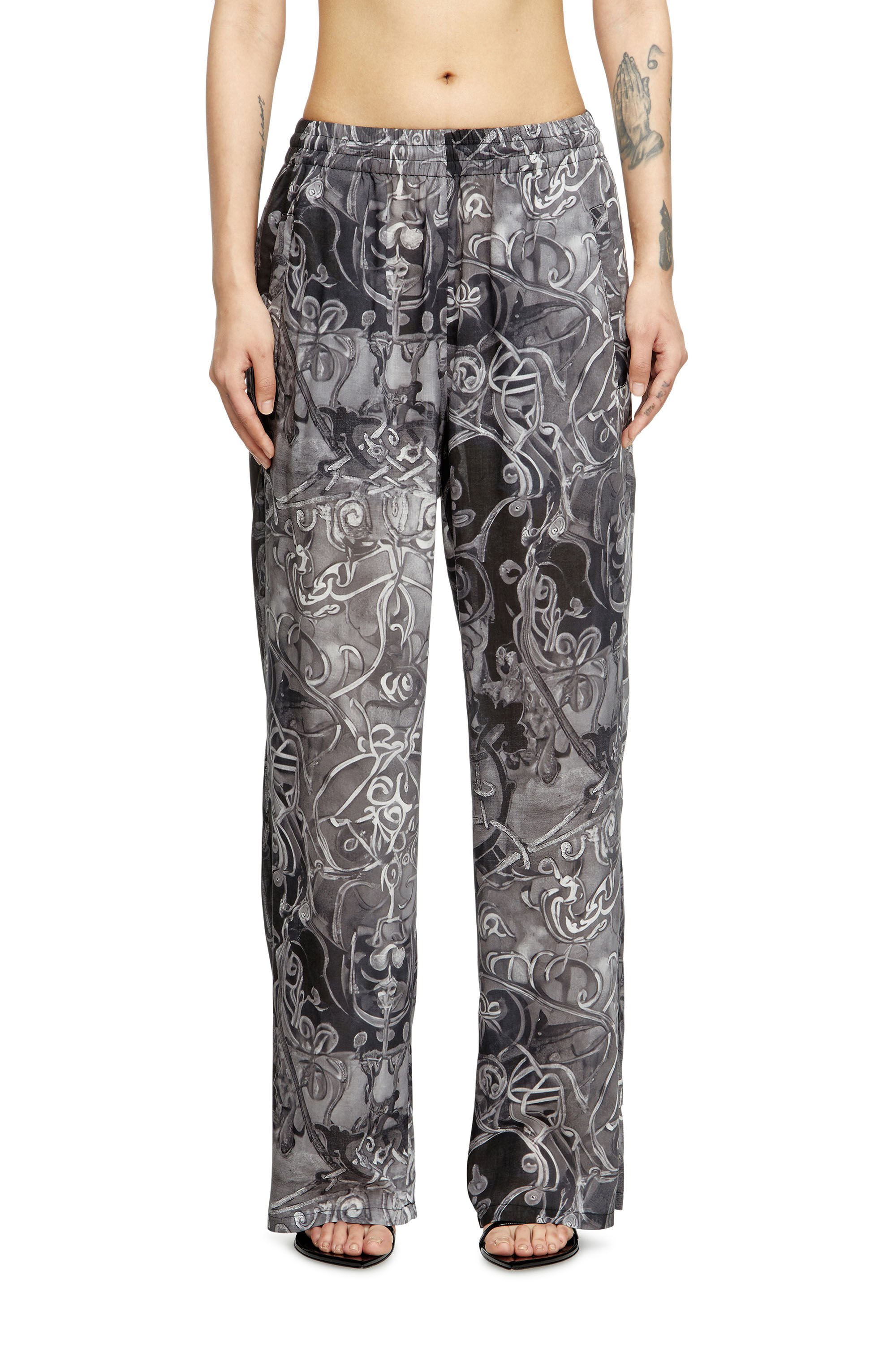 Diesel - P-THECK-A-AJFW, Unisex's Track pants with medieval print in ブラック - 5