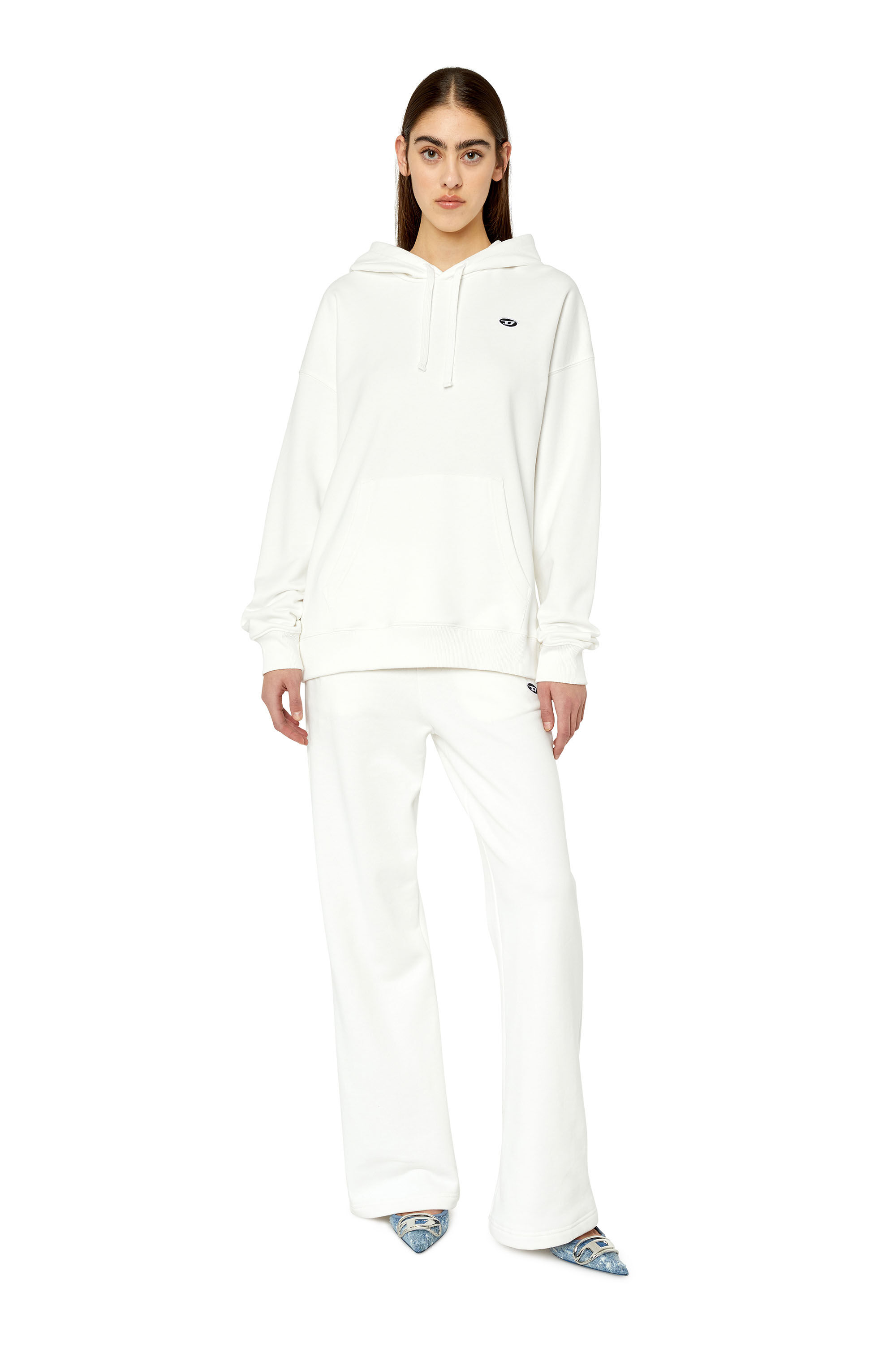 Diesel - F-REGGY-HOOD-DOVAL-PJ, Female's Hoodie with oval D patch in ホワイト - 1