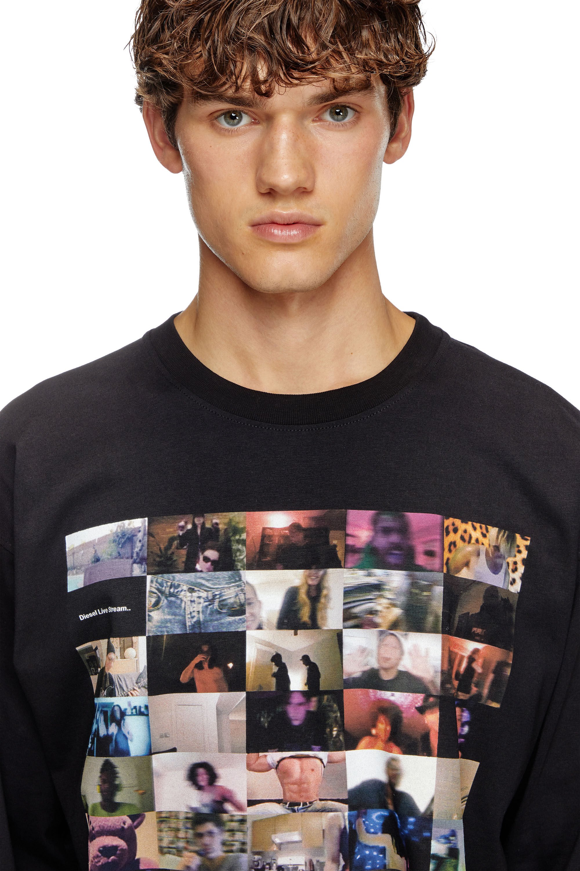 Diesel - T-BOXTY-LS, Male's Long-sleeve T-shirt with Livestream print in ブラック - 4