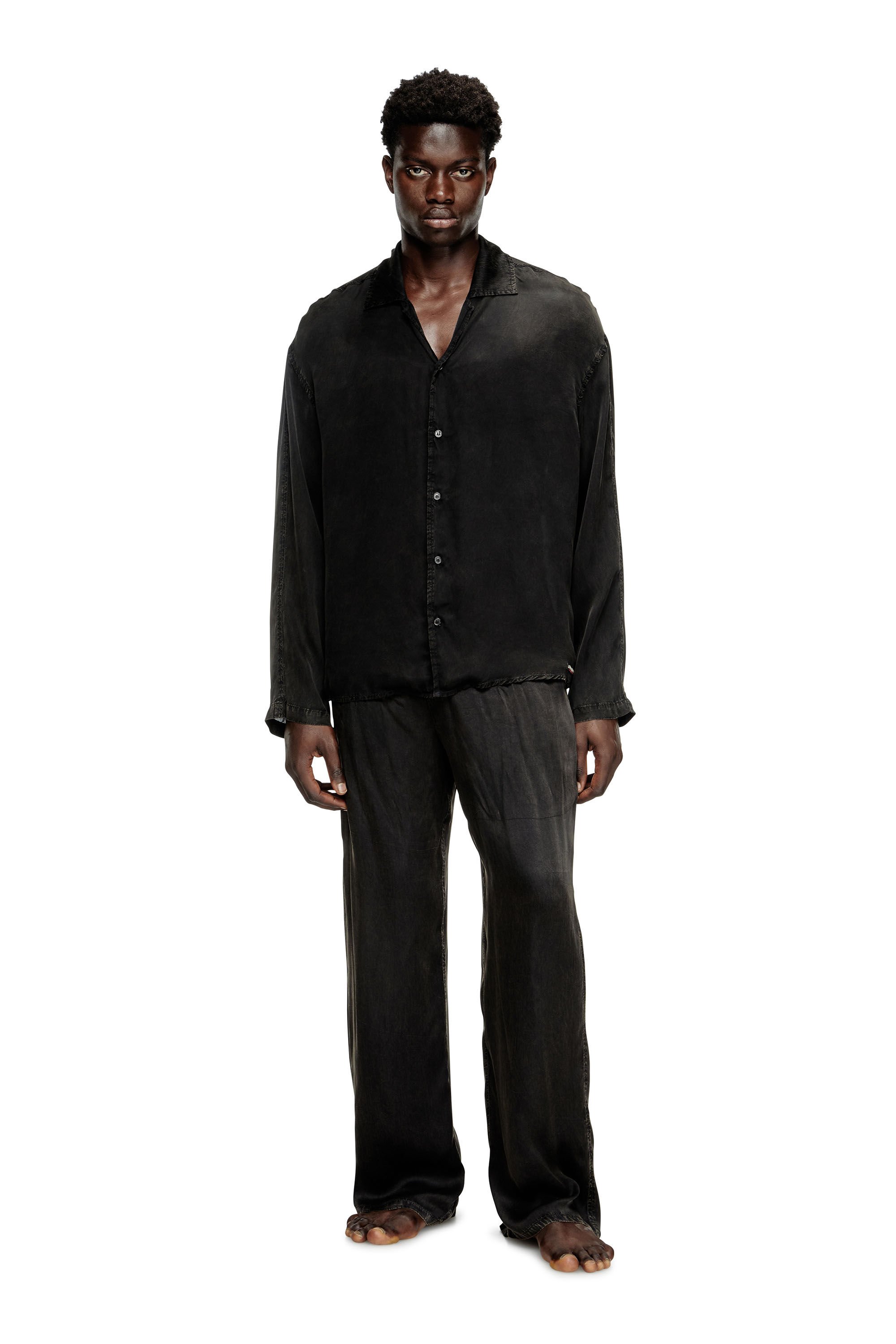Diesel - SET-KEITH-DNM, Unisex's Fluid pyjamas with denim effect in ブラック - 3
