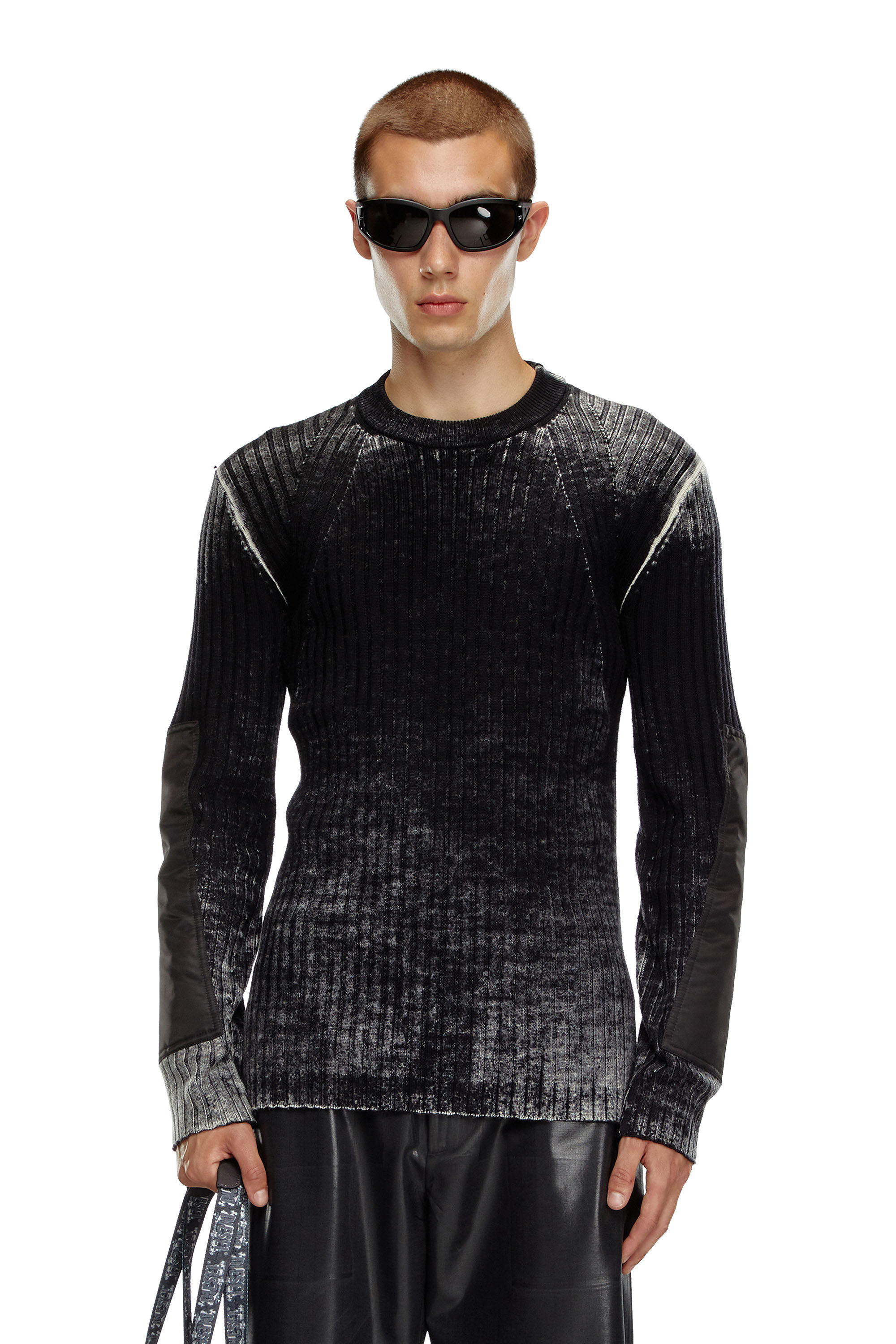K-RETRO Wool jumper with elbow patches｜ブラック｜メンズ｜DIESEL