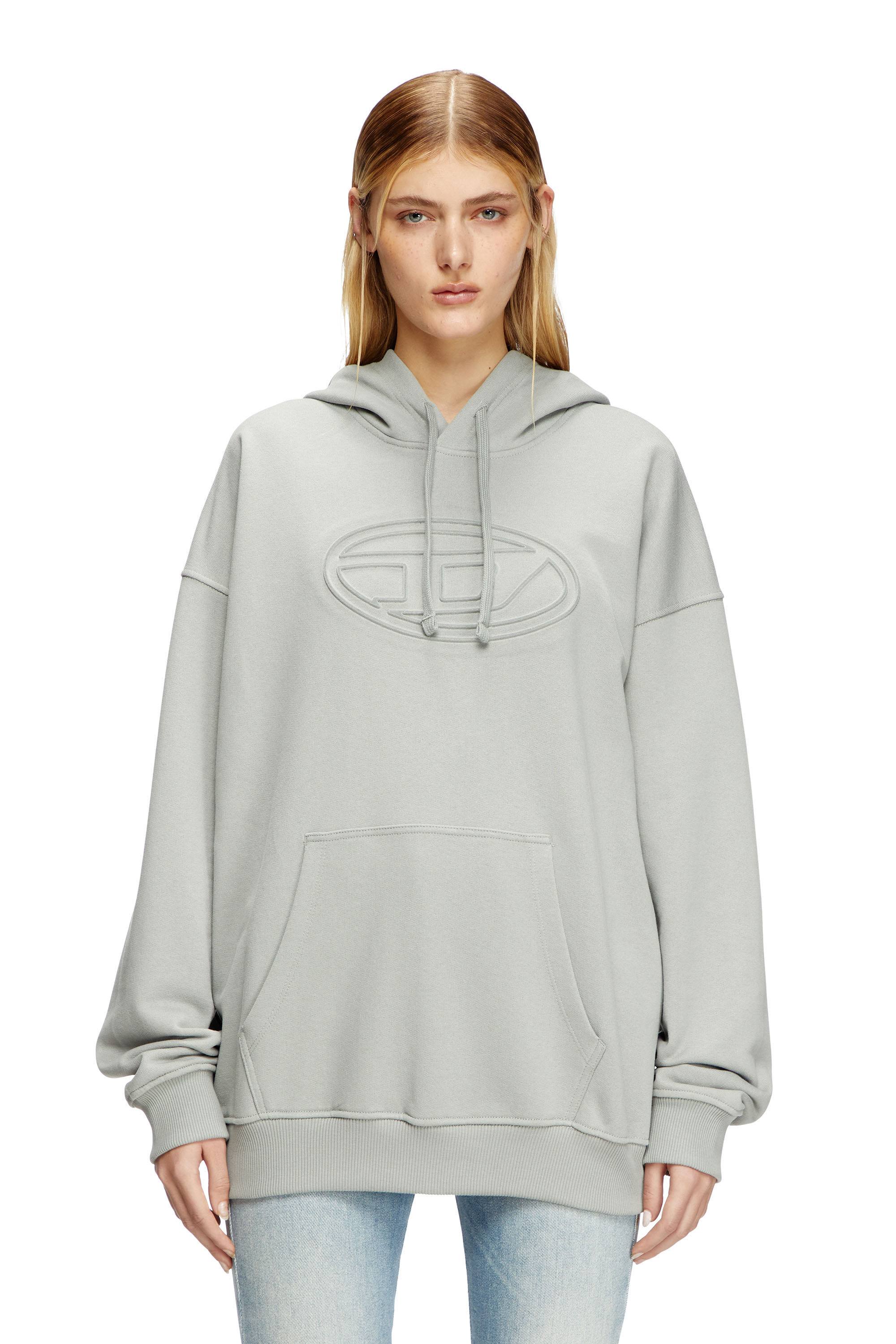Diesel - S-UMMER-BIGOVAL, Male's Hoodie with embossed Oval D in ライトグレー - 6