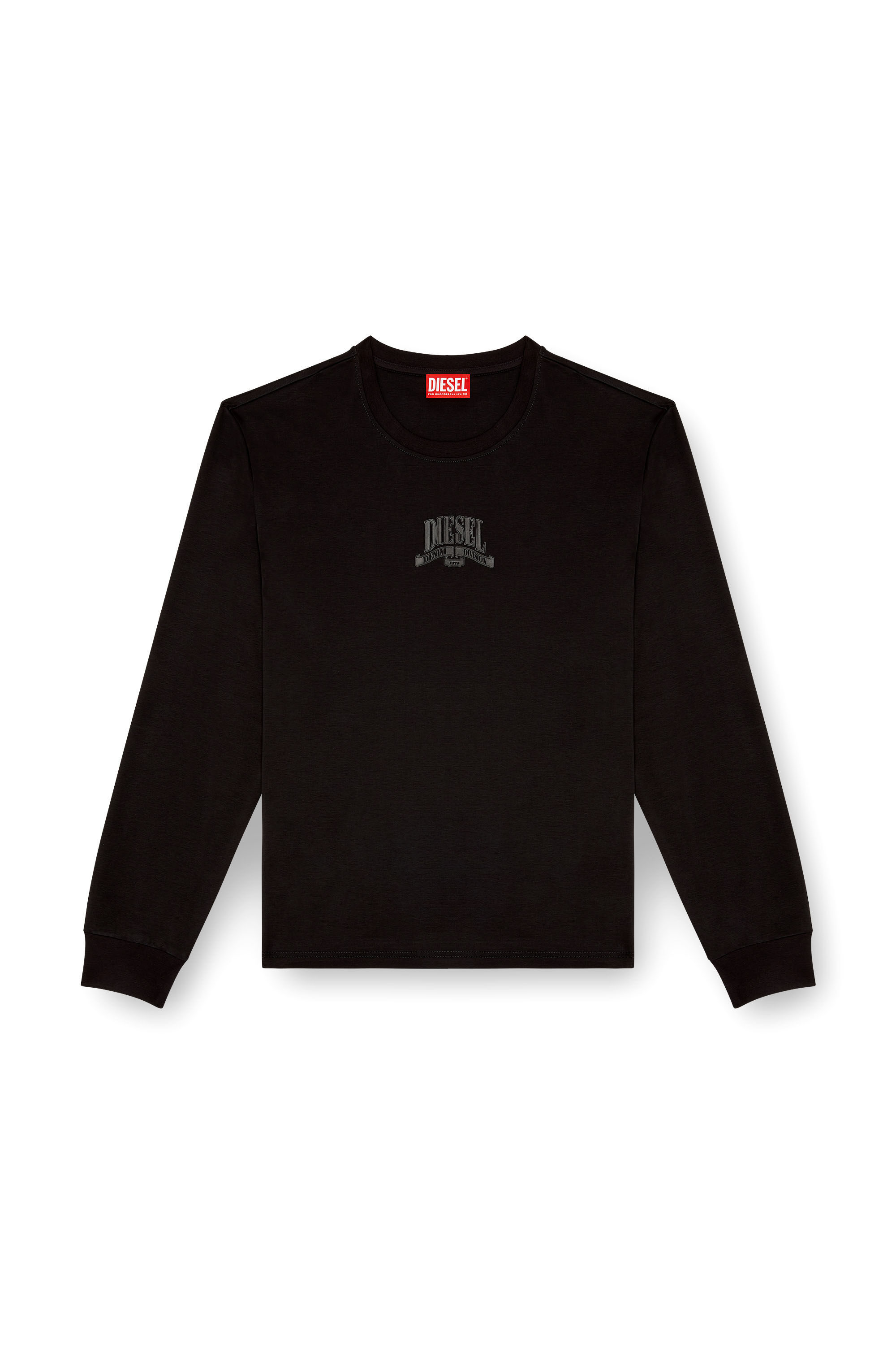 Diesel - T-MADJUST-LS-K1, Male's Long-sleeve T-shirt with tonal print in ブラック - 2